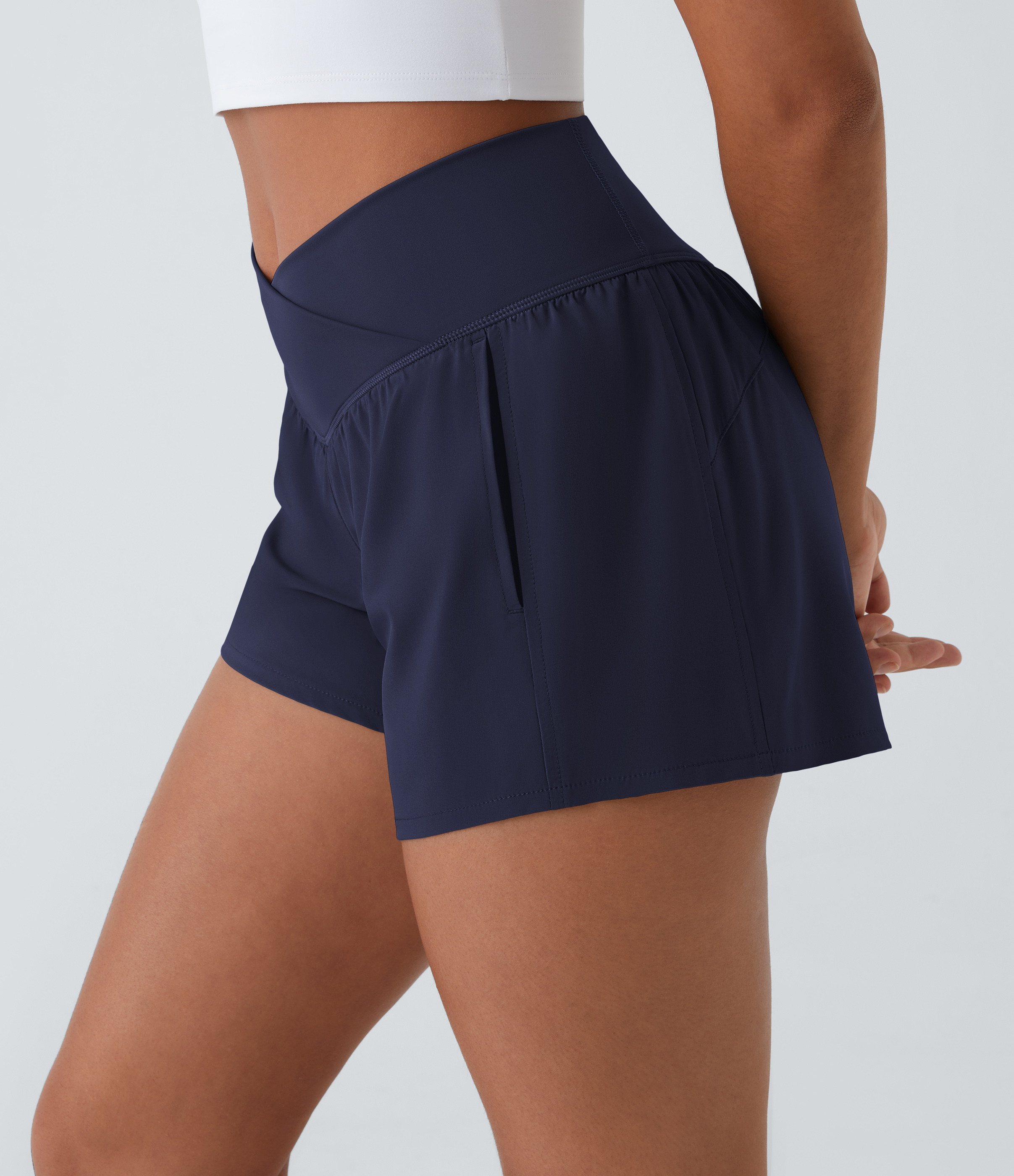 Halara Breezefulв„ў High Waisted Crossover Side Pocket 2-in-1 Quick Dry Yoga Shorts 4