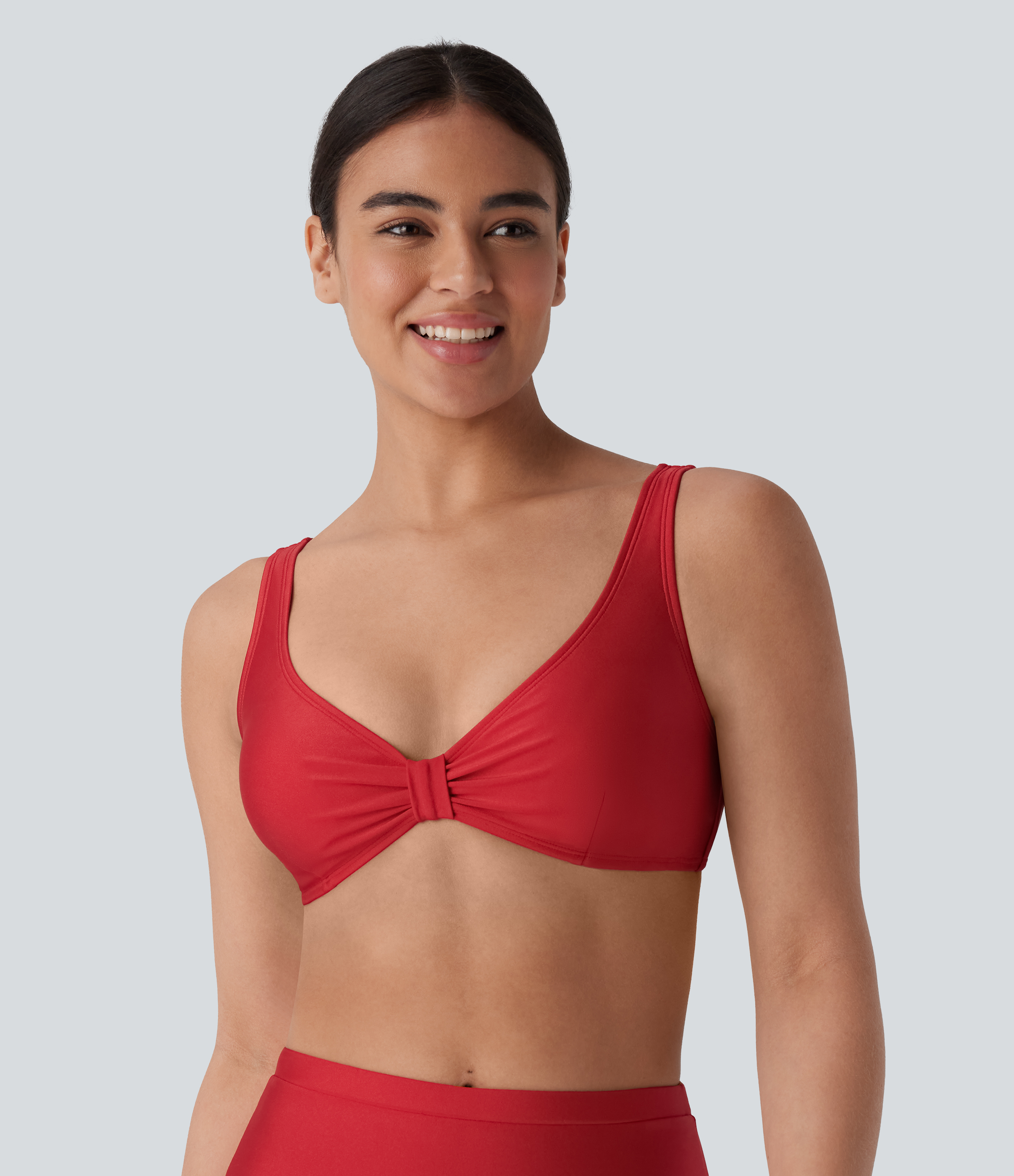 Traje baño bikini cuello V brillo torcido