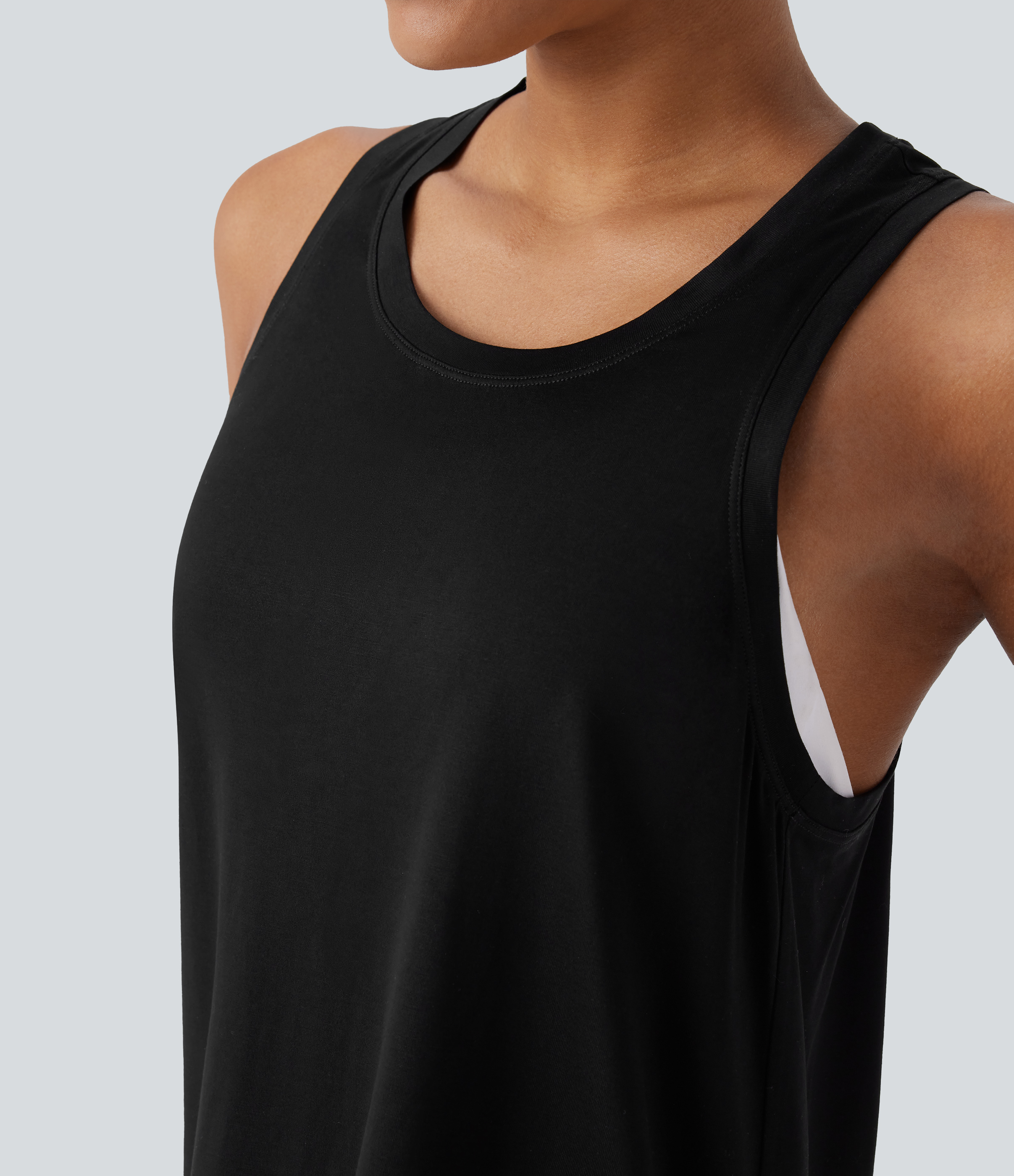 Halara Racerback Curved Hem Yoga Sports Top  - Black - S 