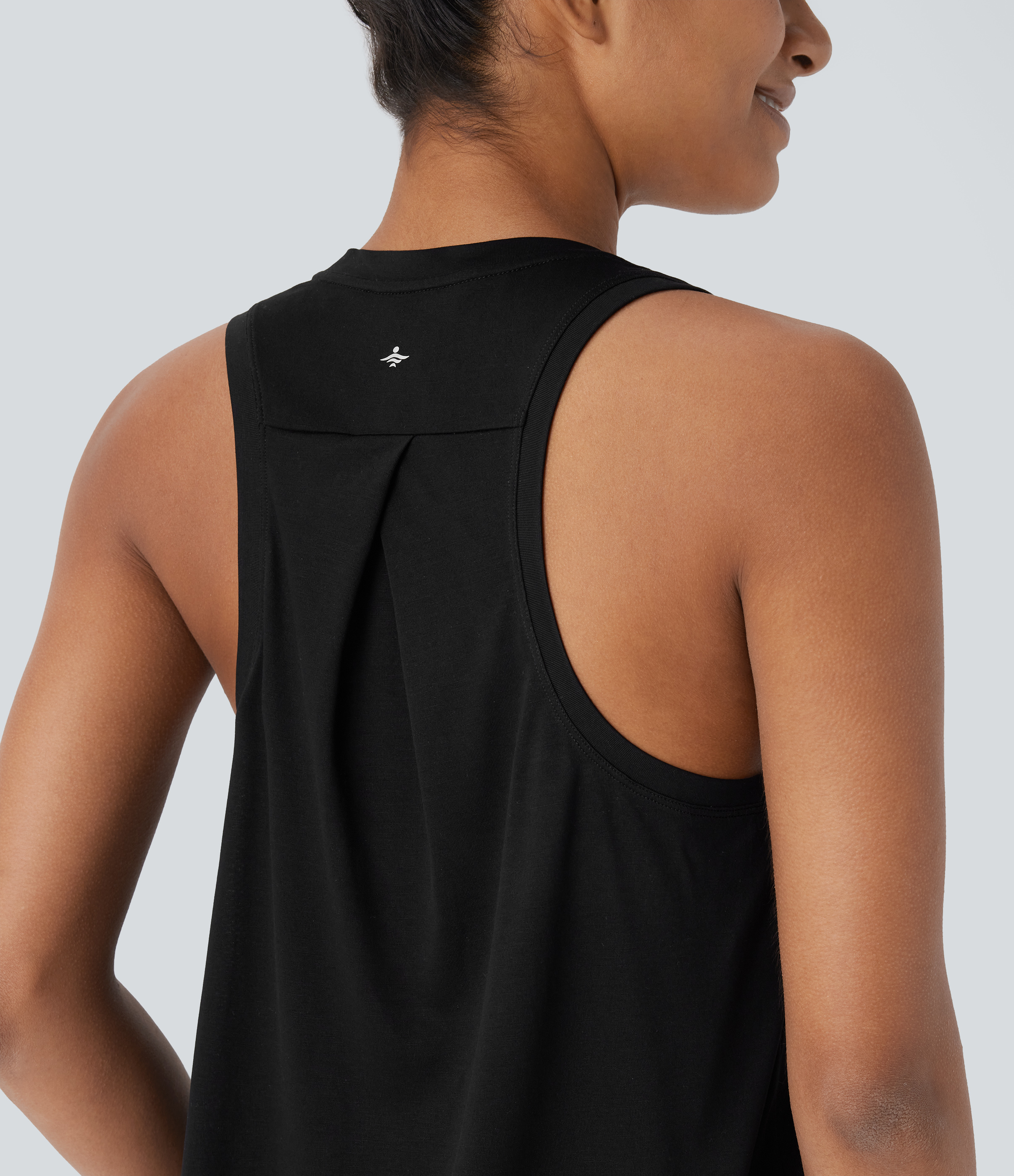 Halara Racerback Curved Hem Yoga Sports Top  - Black - S 