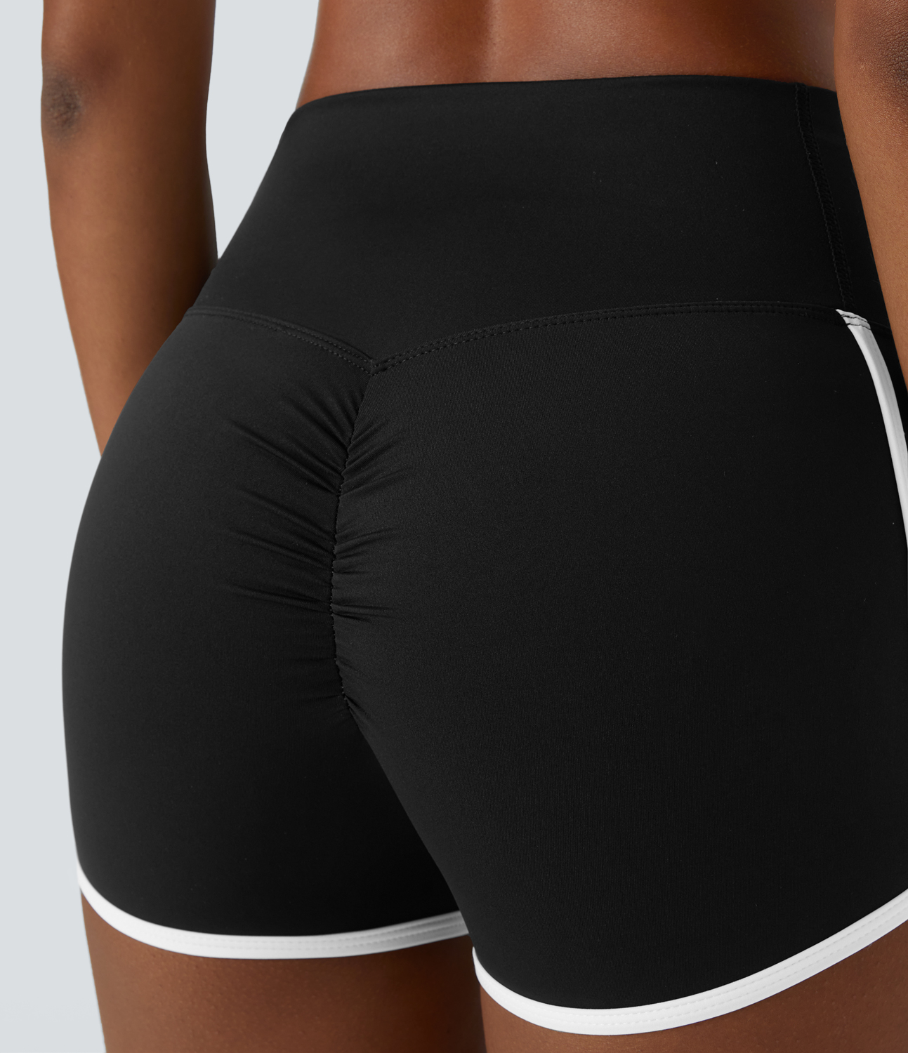 Halara Cloudfulв„ў Air Fabric High Waisted Crossover Color Block Butt Lifting Cool Touch Shorts 2.5``  - Black - M biker shorts women 