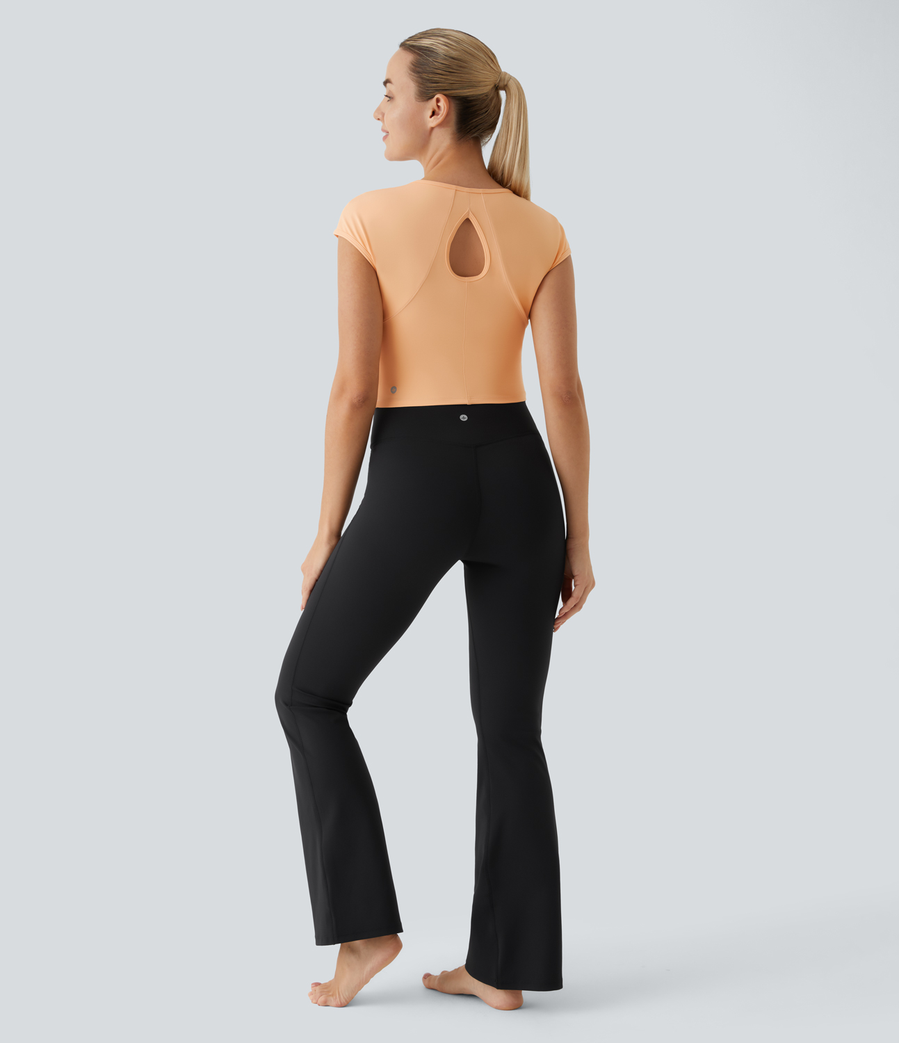 Halara Softlyzeroв„ў Sweetheart Neck Cut Out Cropped Slim Yoga Sports Top-UPF50+  - Apricot Sherbet - XL 