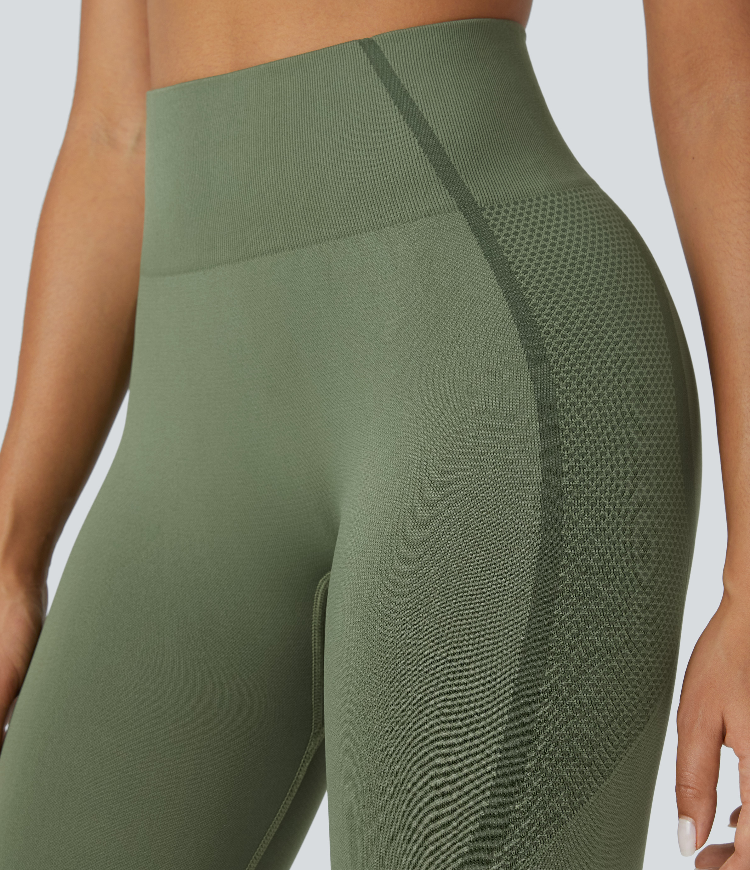 Halara Seamless Flow High Waisted Butt Lifting Yoga Leggings  - Moss Green - S(7/8) gym leggings leggings with pockets 