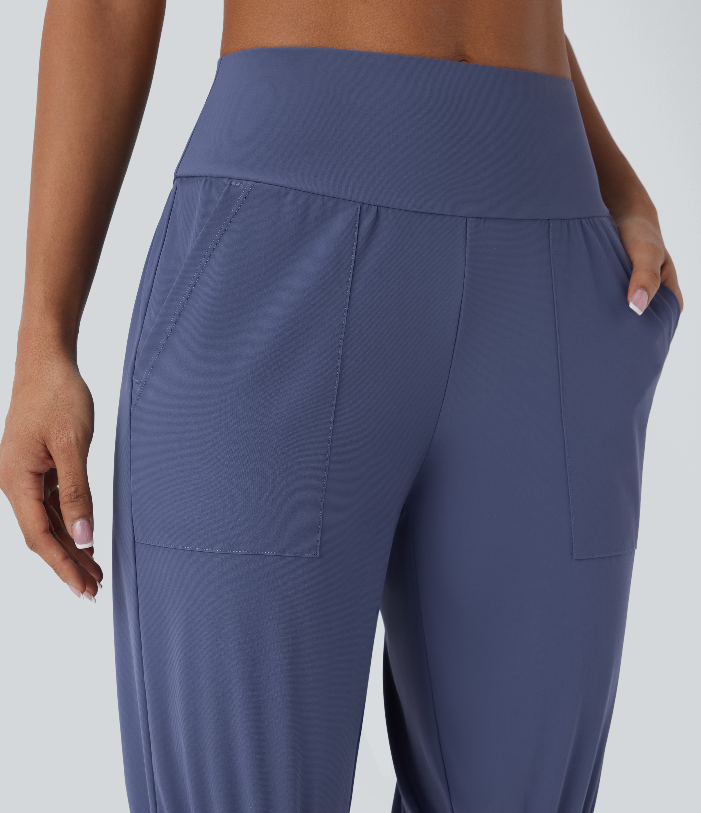 Halara High Waisted Side Pocket Casual Shorts  - Nightshadow Blue - M 