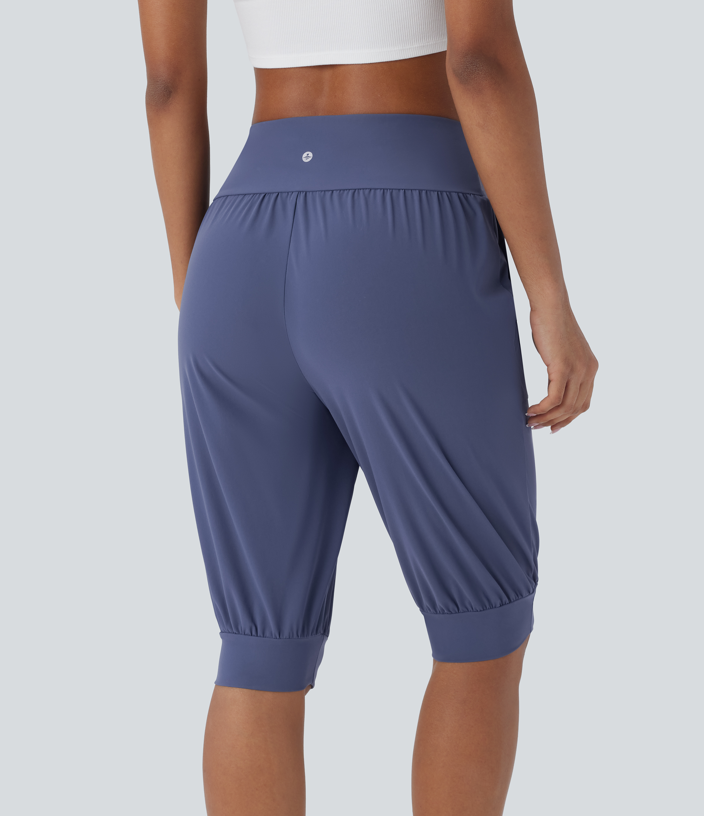 Halara High Waisted Side Pocket Casual Shorts  - Nightshadow Blue - M 