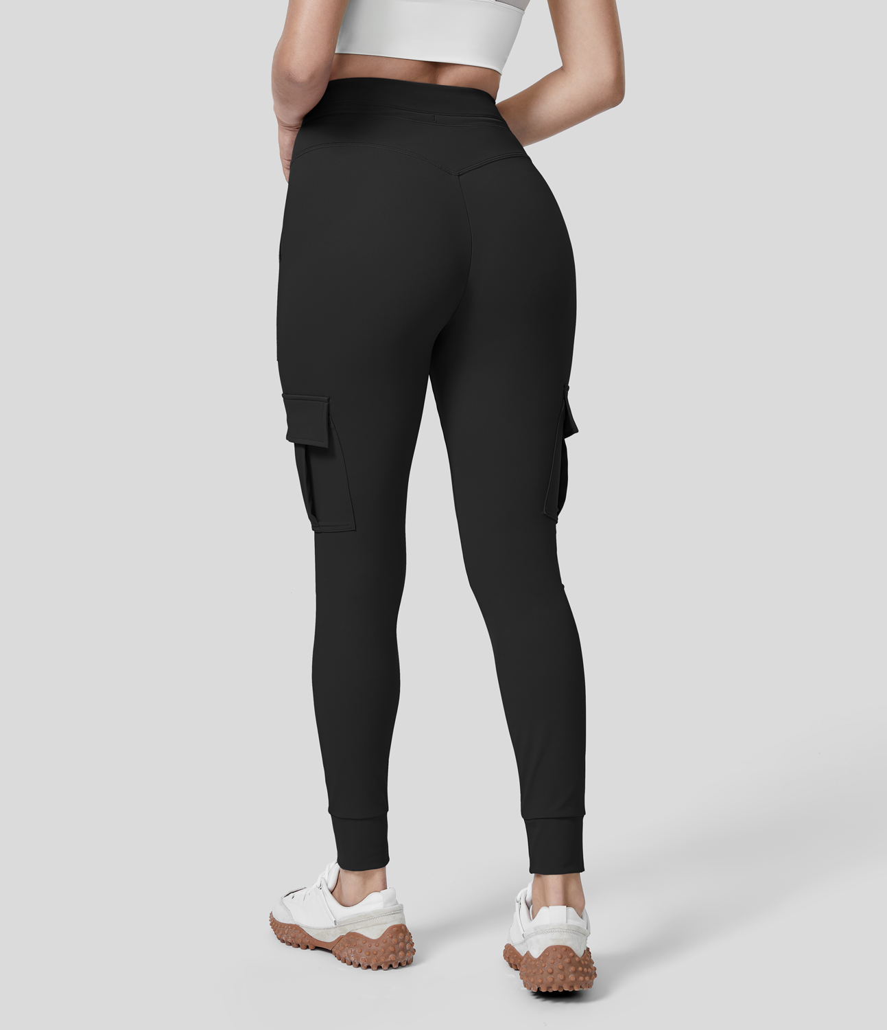 Halara Softlyzeroв„ў Airy High Waisted Drawstring Pocket Cool Touch Yoga Cargo Joggers  - Black - L(regular) 