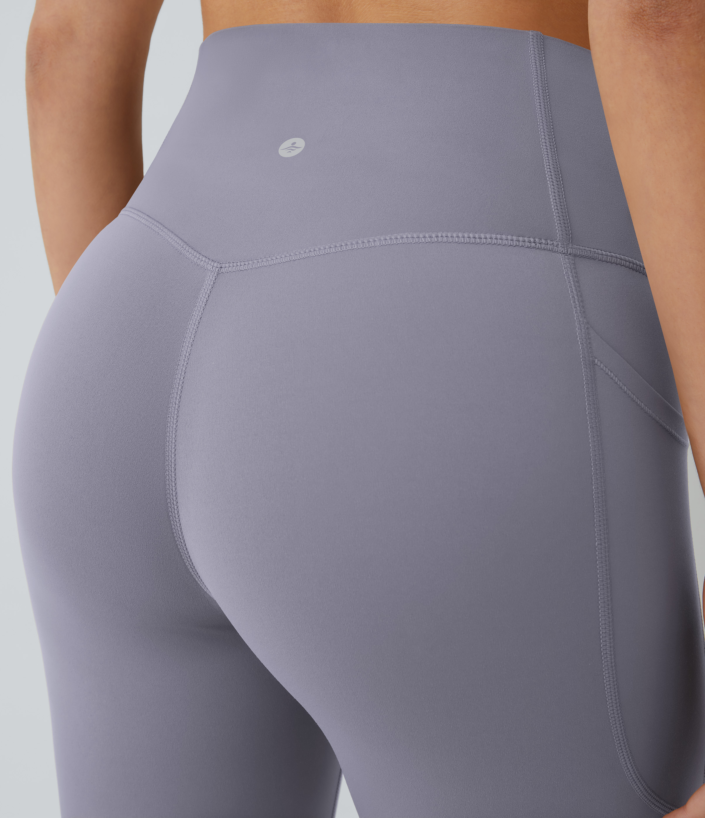 Halara SoCinched High Waisted Tummy Control Side Pocket Shaping Training UltraSculpt Leggings  - Falling Gray Purple - S(full_length) 