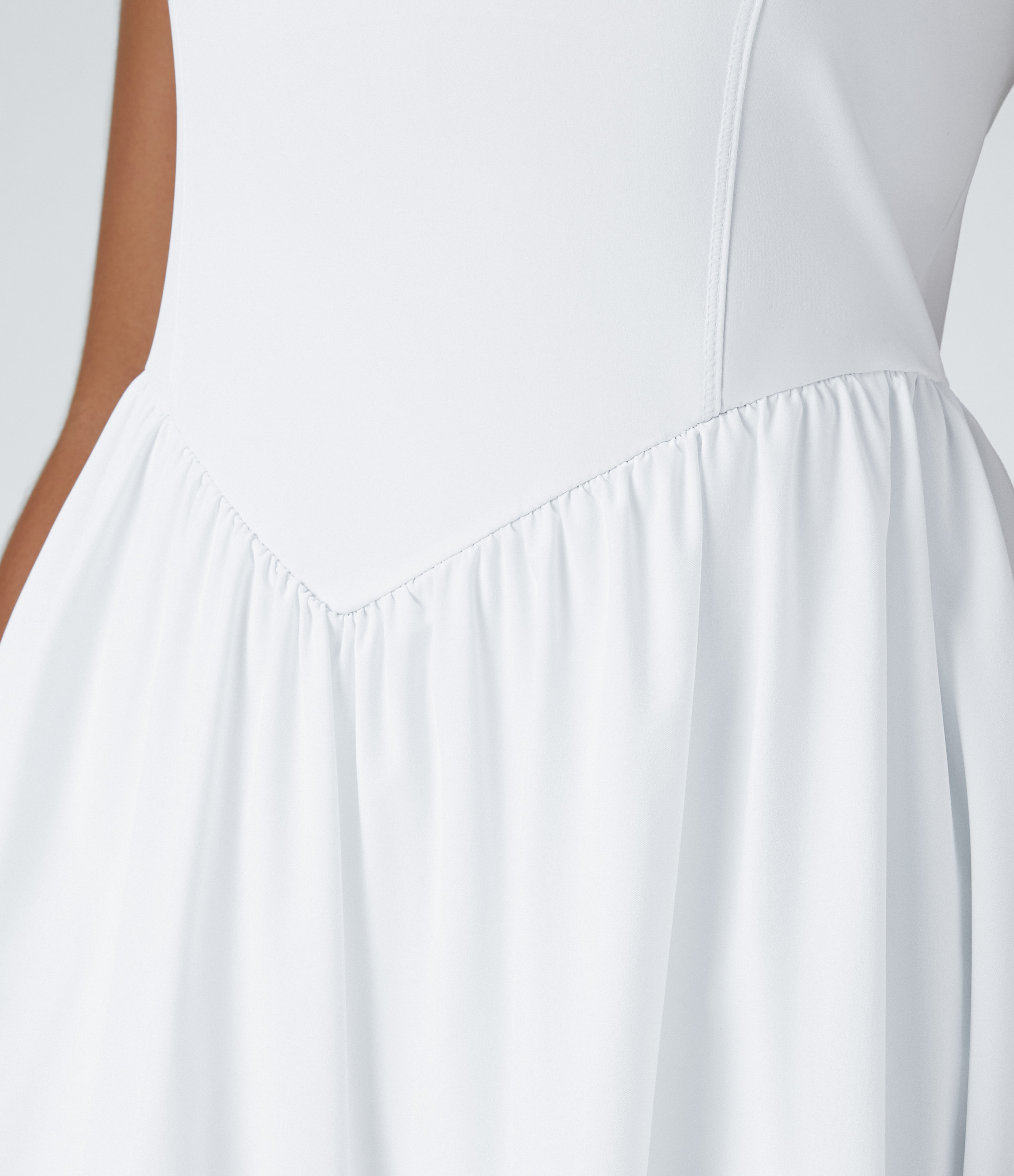 Halara Breezefulв„ў Square Neck Backless Cut Out Crisscross Twisted Back 2-in-1 Side Pocket Corset Mini Quick Dry Flowy Casual Dress Workout Dress - White - S 