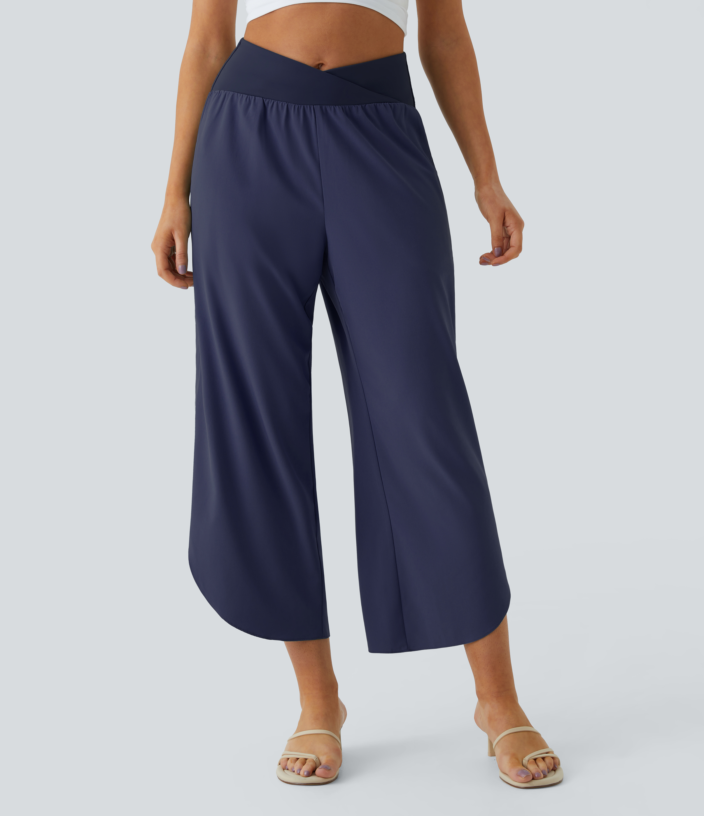 Halara Breezefulв„ў High Waisted Crossover Plicated Side Pocket Split Quick Dry Resort Pants  - Patriot Blue - XL(regular) 