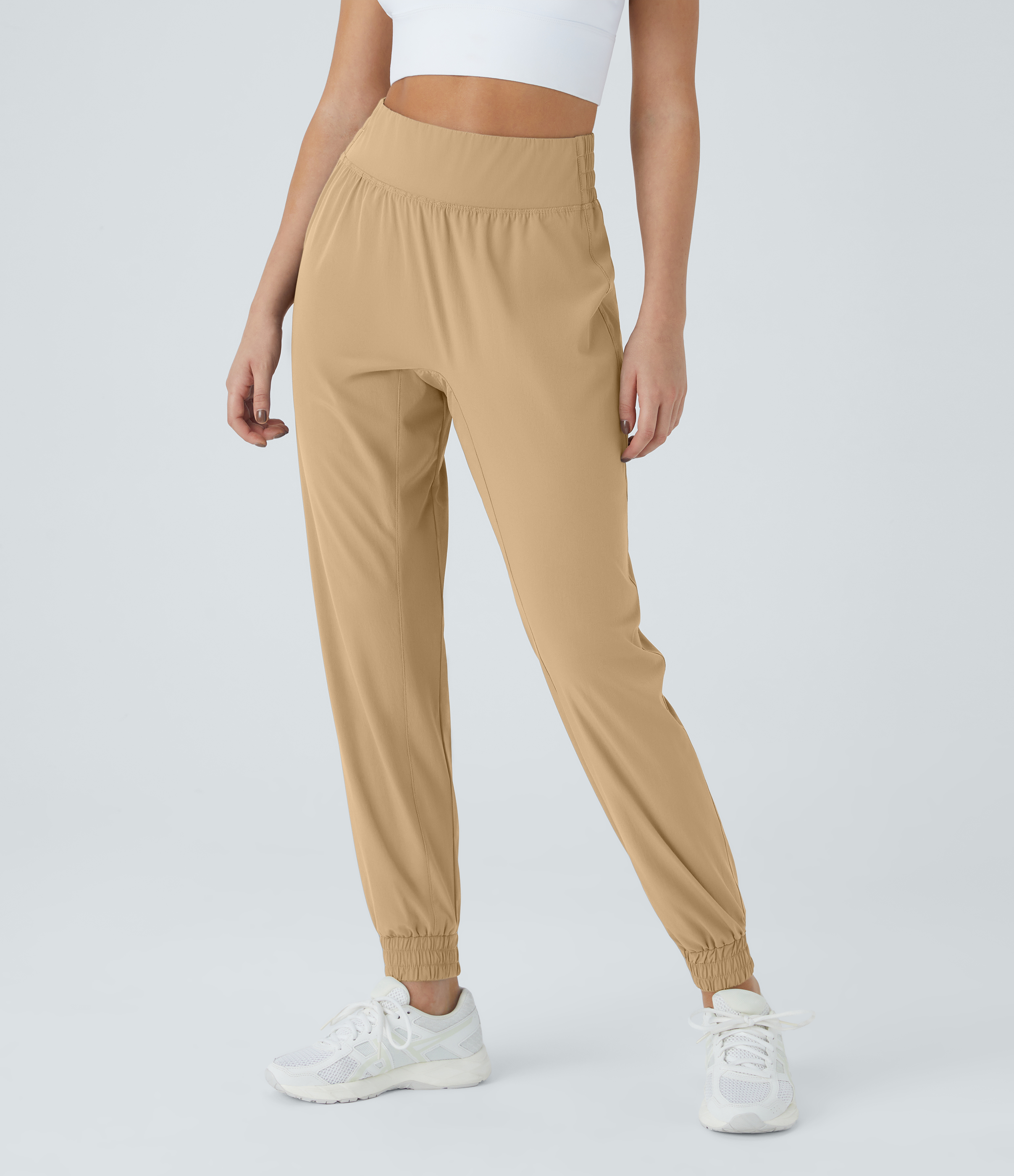 Halara High Waisted Elastic Waistband Casual Joggers  - Taos Taupe - S(petite) 
