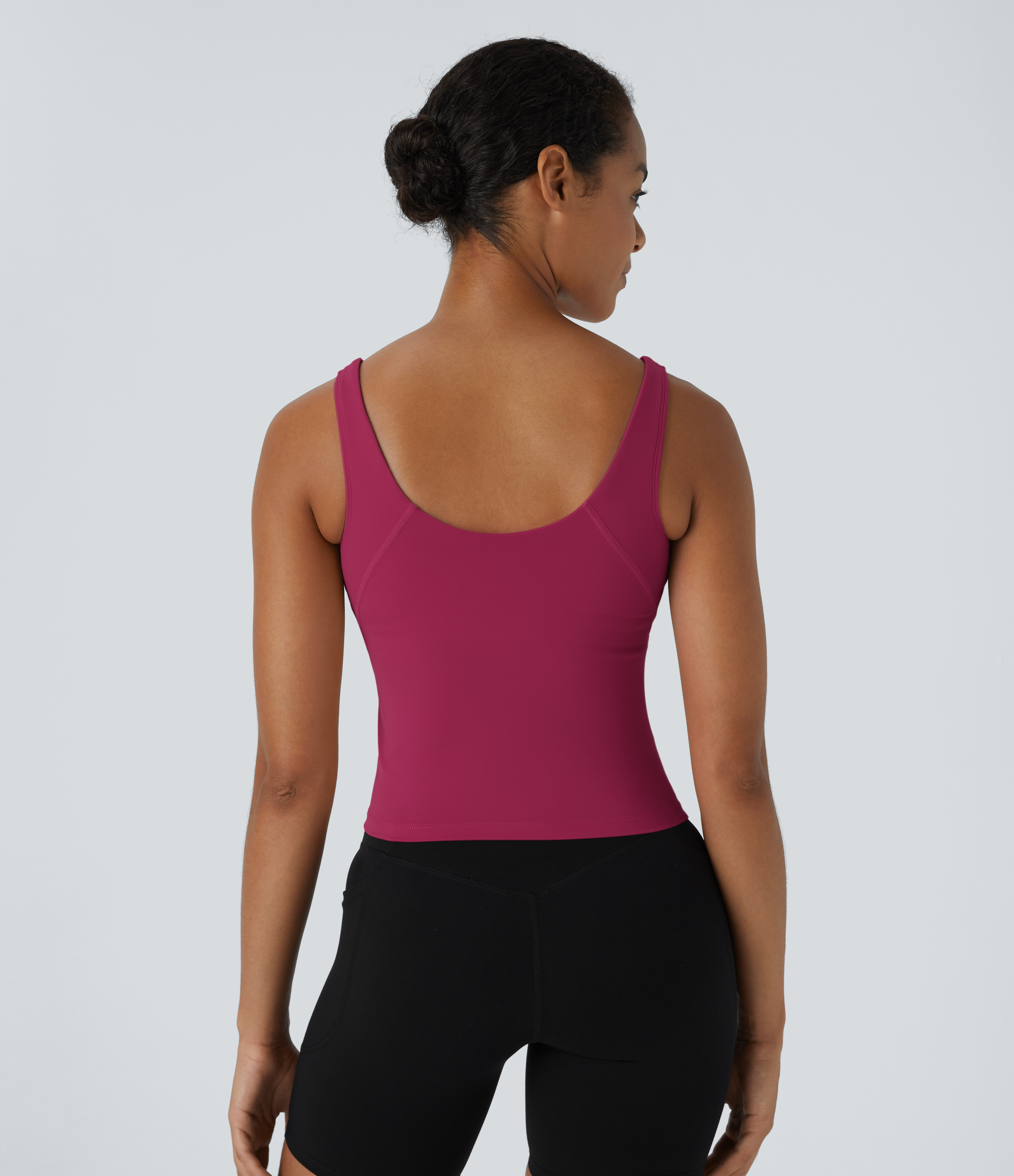Halara Softlyzeroв„ў Plush Padded V Neck Plain Tank Top Tank Top - Cherries Jubilee - XL golf tops halter top tunic tops sleeveless tops 