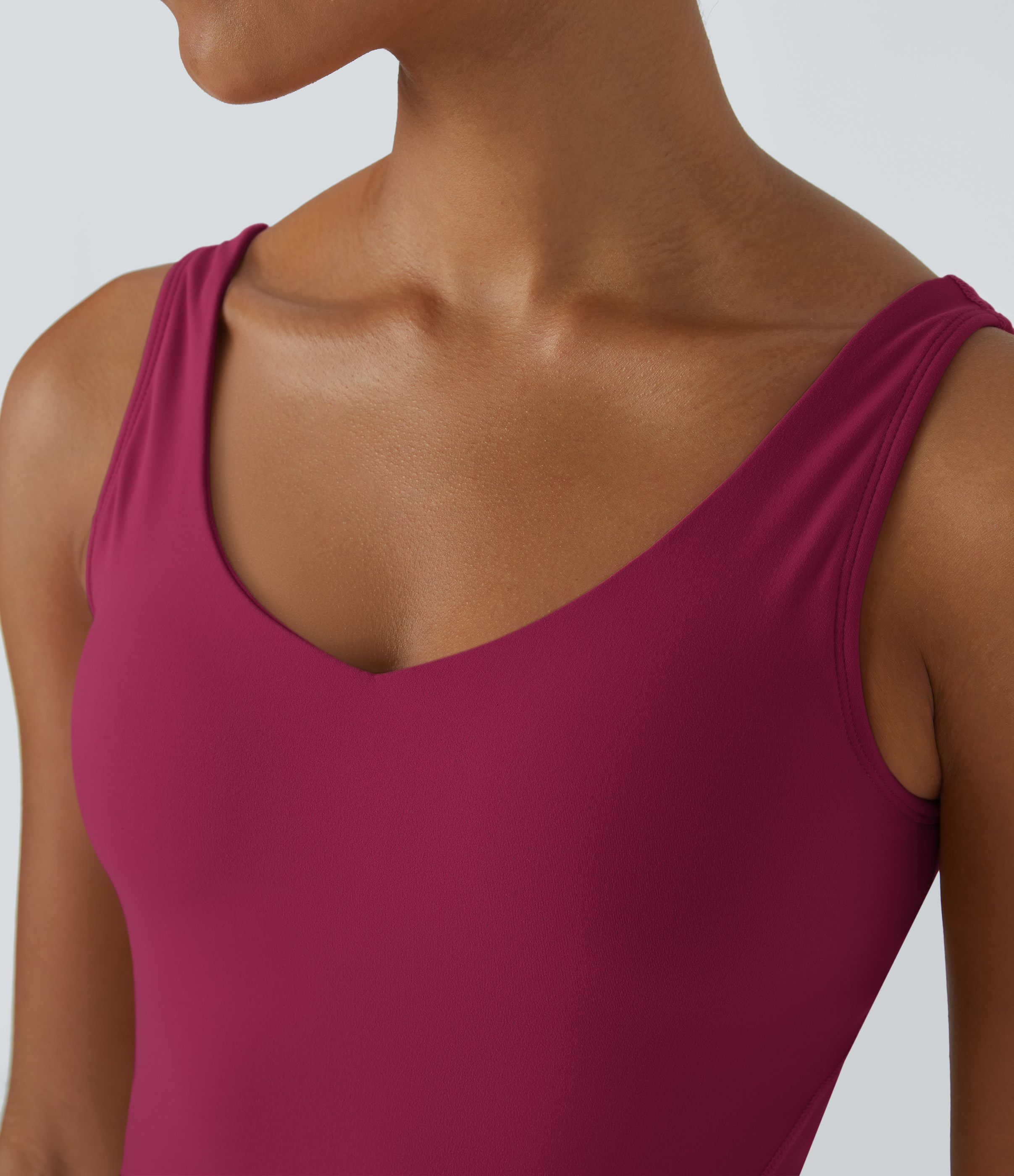 Halara Softlyzeroв„ў Plush Padded V Neck Plain Tank Top Tank Top - Cherries Jubilee - XL golf tops halter top tunic tops sleeveless tops 