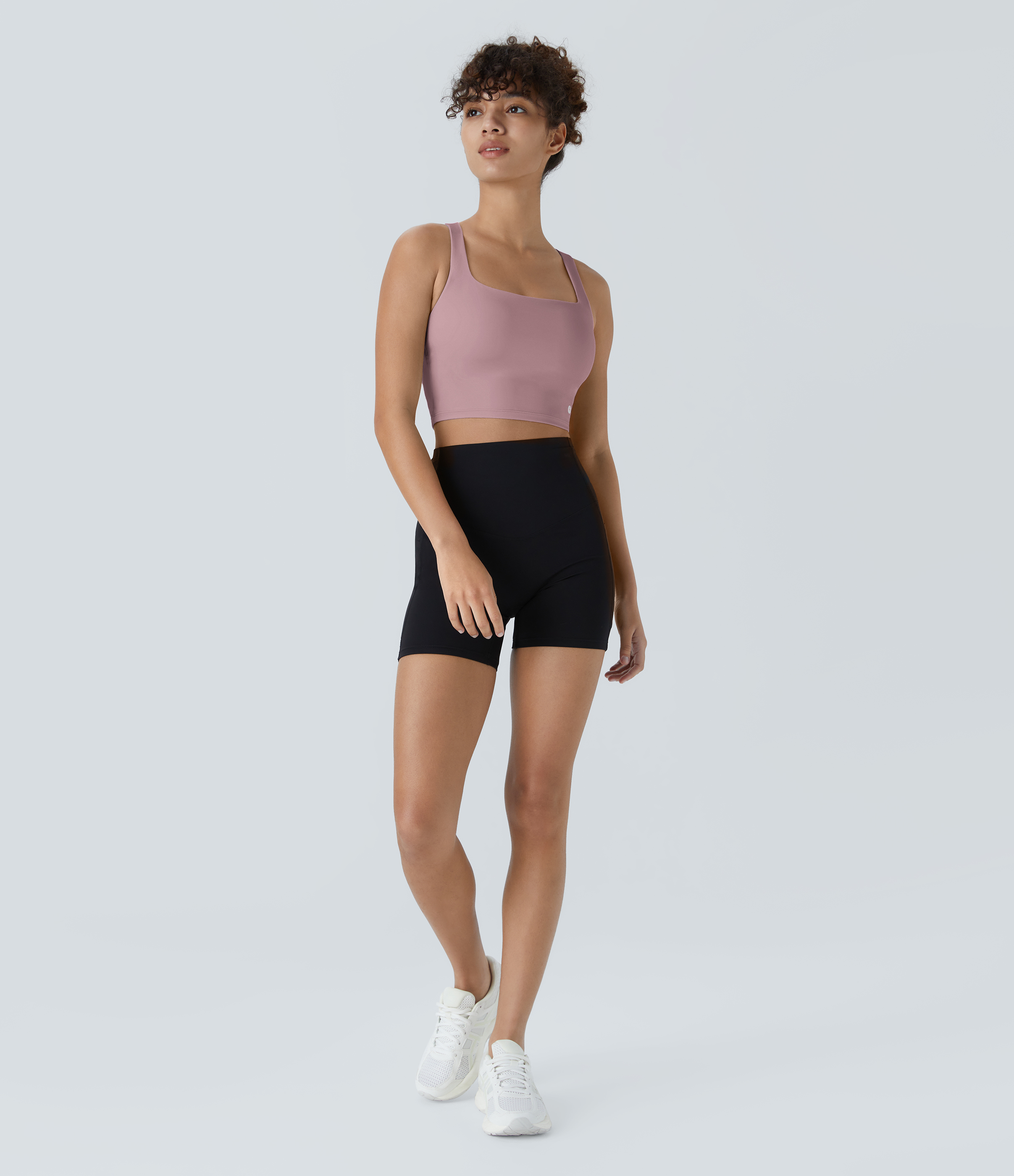 Halara Cloudfulв„ў Air Fabric Square Neck Backless Crisscross Cropped Cool Touch Yoga Tank Top Tank Top - Deep Lotus Pink - S golf tops 
