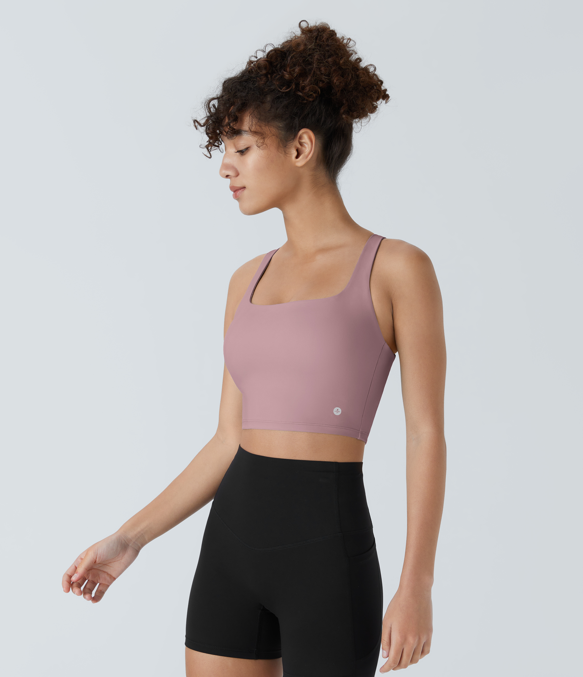 Halara Cloudfulв„ў Air Fabric Square Neck Backless Crisscross Cropped Cool Touch Yoga Tank Top Tank Top - Deep Lotus Pink - S golf tops 