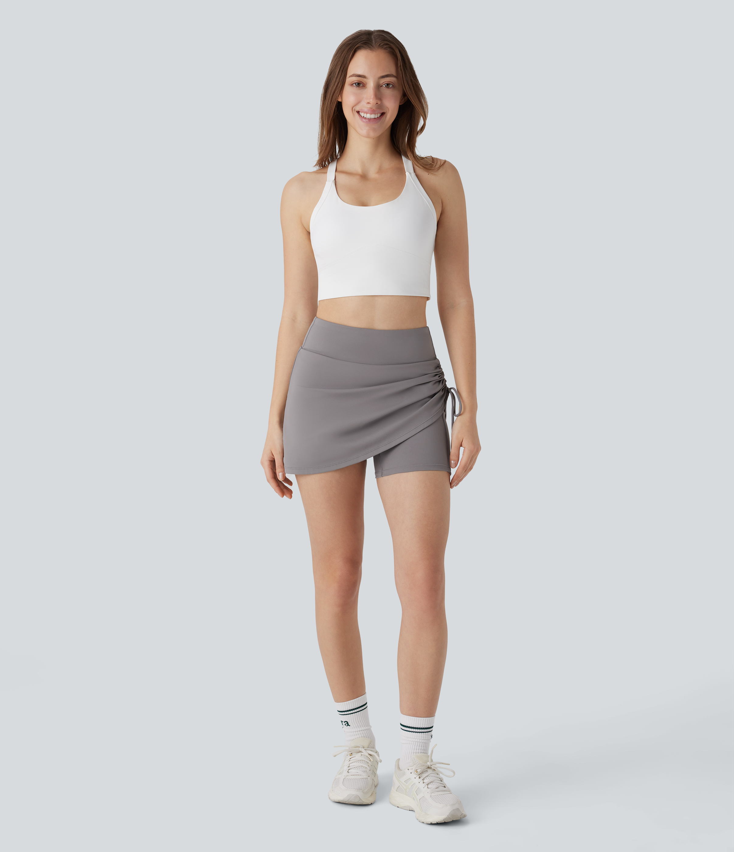 Halara Softlyzeroв„ў Airy High Waisted Drawstring 2-in-1 Side Pocket Mini Cool Touch Yoga Skirt  - Steeple Gray - S(regular) 