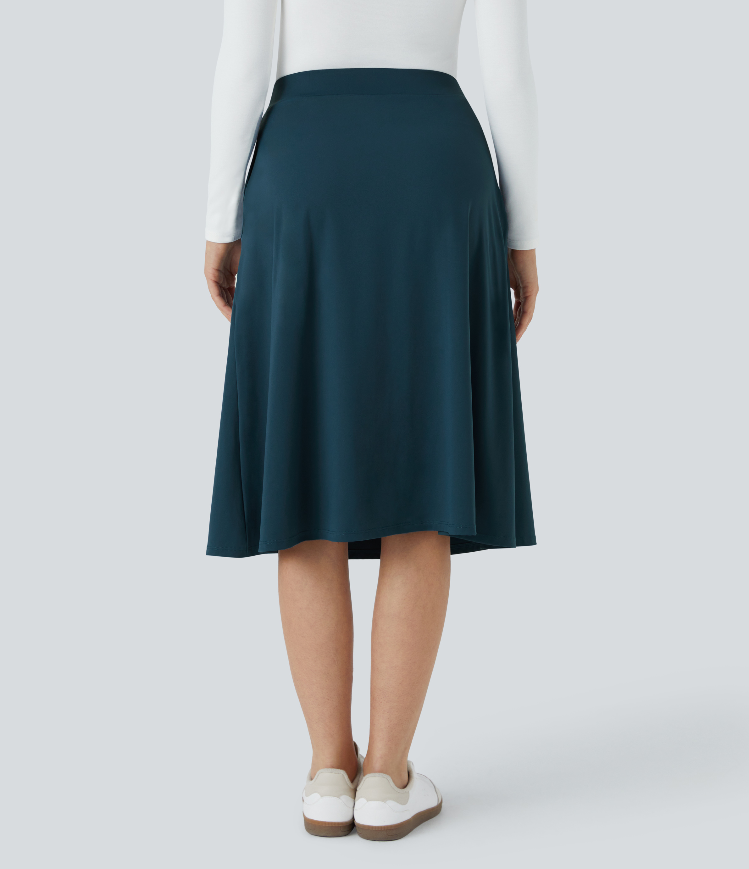 Halara High Waisted Side Pocket Split Midi Casual Skirt  - Majolica Blue - S 