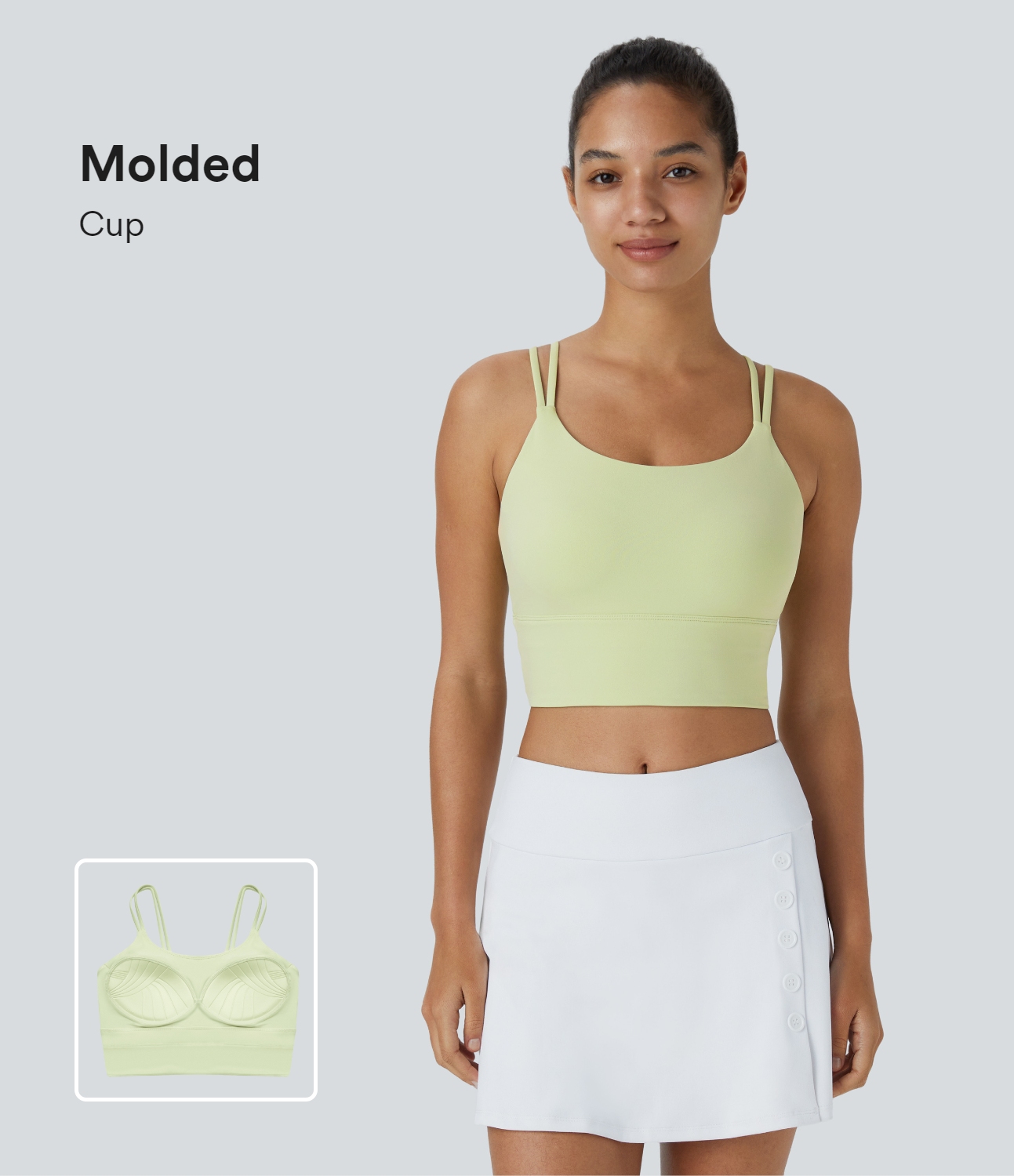 Halara Double Straps Backless Cropped Yoga Tank Top Tank Top - White Jade - L golf tops halter top tunic tops sleeveless tops backless top 