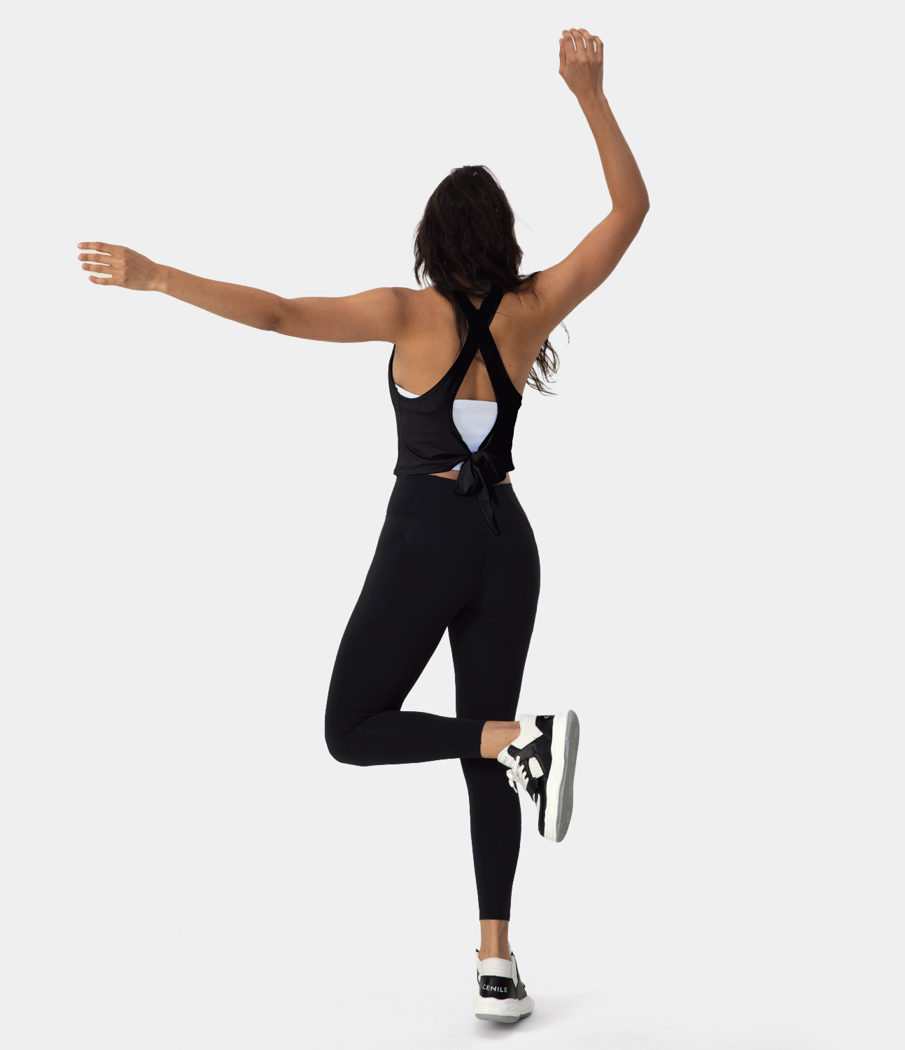 Halara Solid Backless Crisscross Tie Back Cool Touch Tank Top Tank Top - Black - L golf tops halter top tunic tops sleeveless tops 