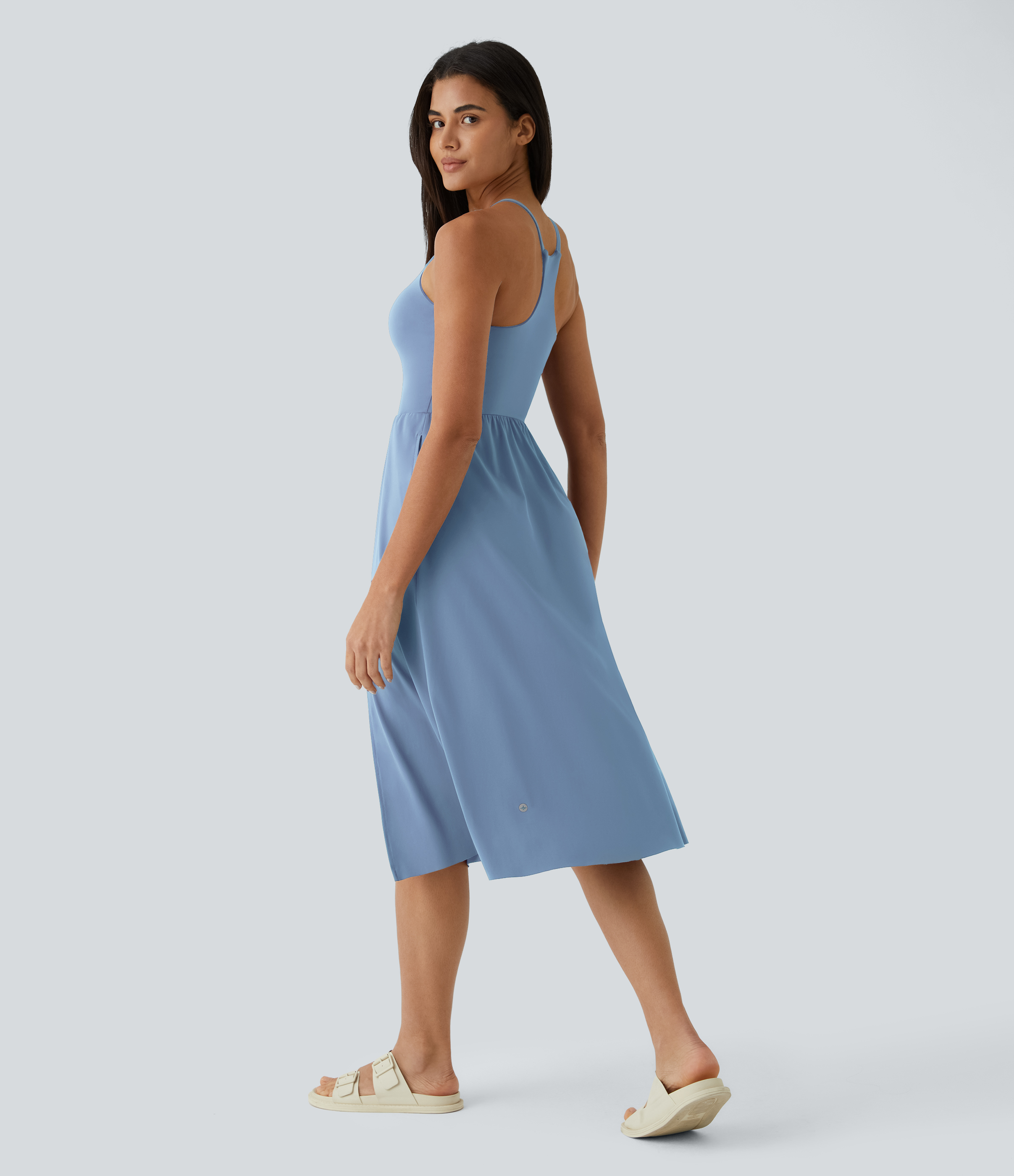 Halara Everyday Midi Chill Dress-La Land Casual Dress - Infinity - S slip dress beach dress ruched dress halter dress exercise dress 
