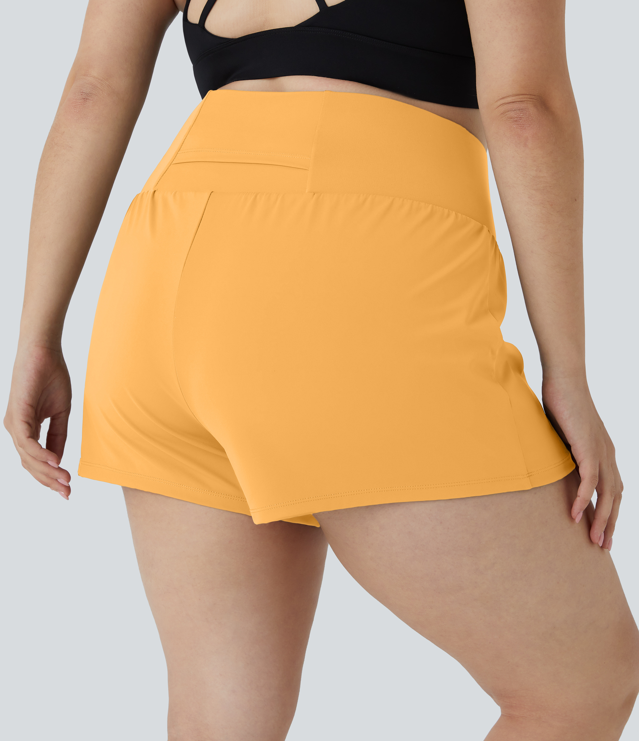 Halara Back Pocket Plus Side Hidden Pocket 2-in-1 Gym Plus Size Shorts 3.5``  - Warm Apricot - 4X 