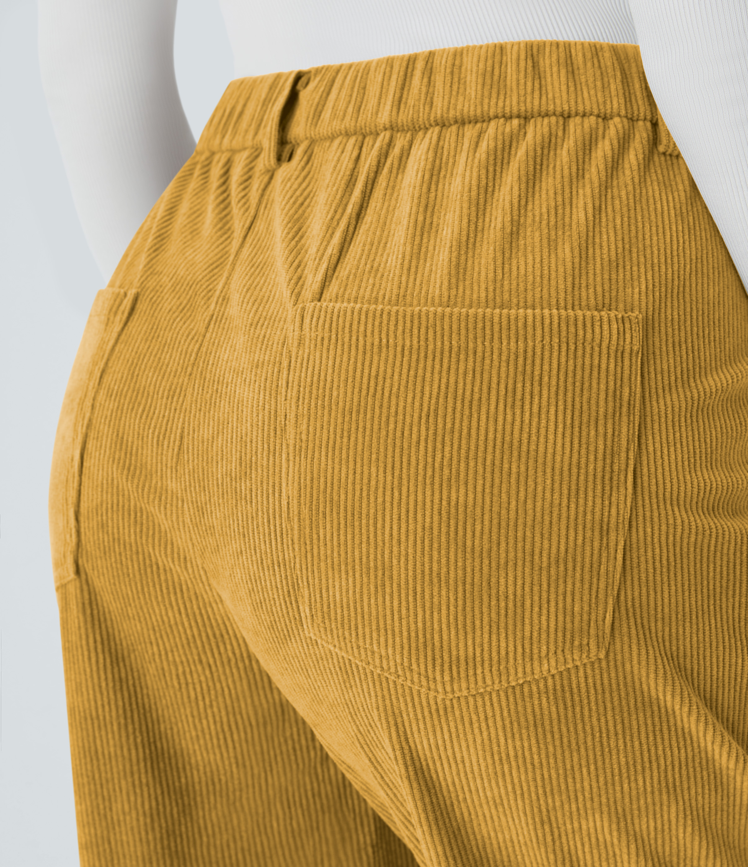 Halara Mid Rise Button Zipper Multiple Pockets Corduroy Casual Joggers  - Autumn Yellow - XS(regular) 