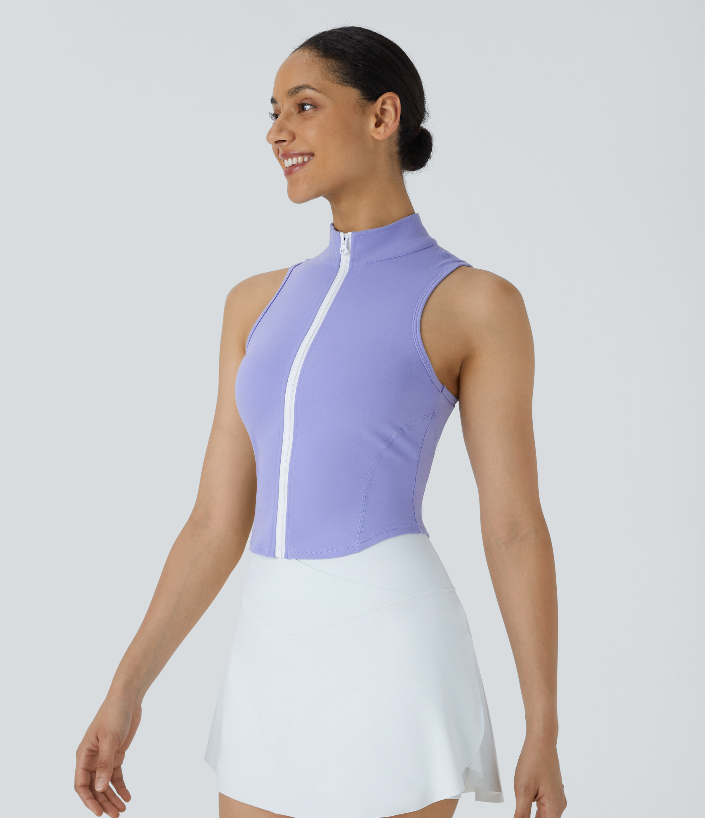 Women's Mock Neck Zip Front Sleeveless Cropped Tank Top - Halara