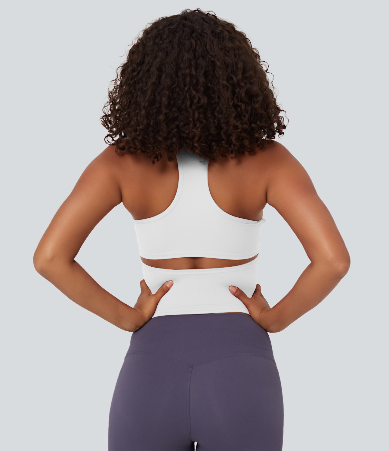 Halara In My Feels Cloudfulв„ў Fabric U Neck Backless Racerback Cut Out Cropped Yoga Tank Top Tank Top - White - M golf tops halter top 