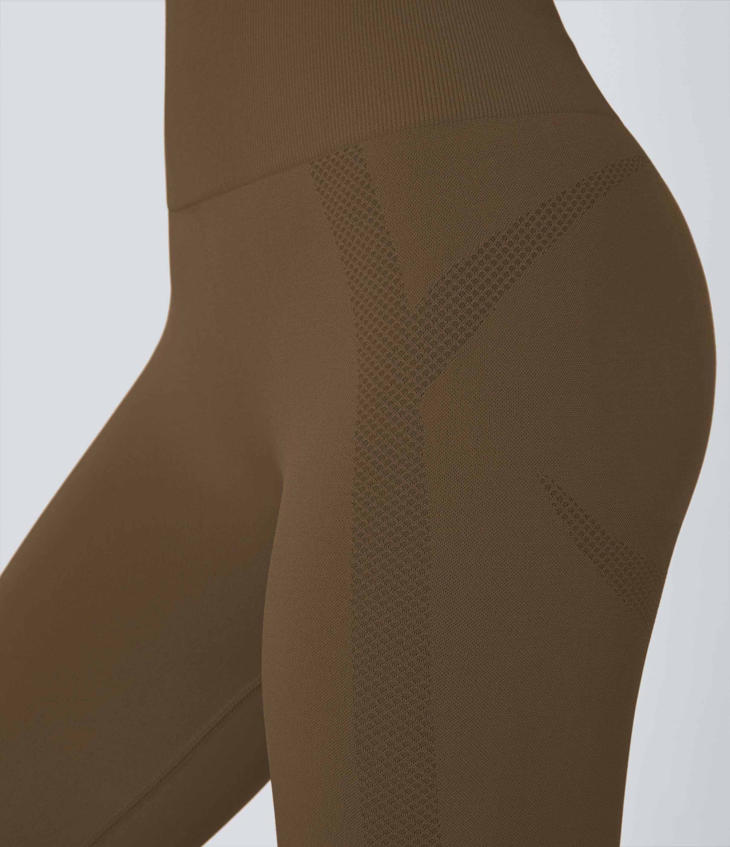 Halara Seamless Flow High Waisted Ruched 7/8 Yoga Leggings  - Dawn Brown - S(7/8) gym leggings leggings with pockets leggings with butt lift 