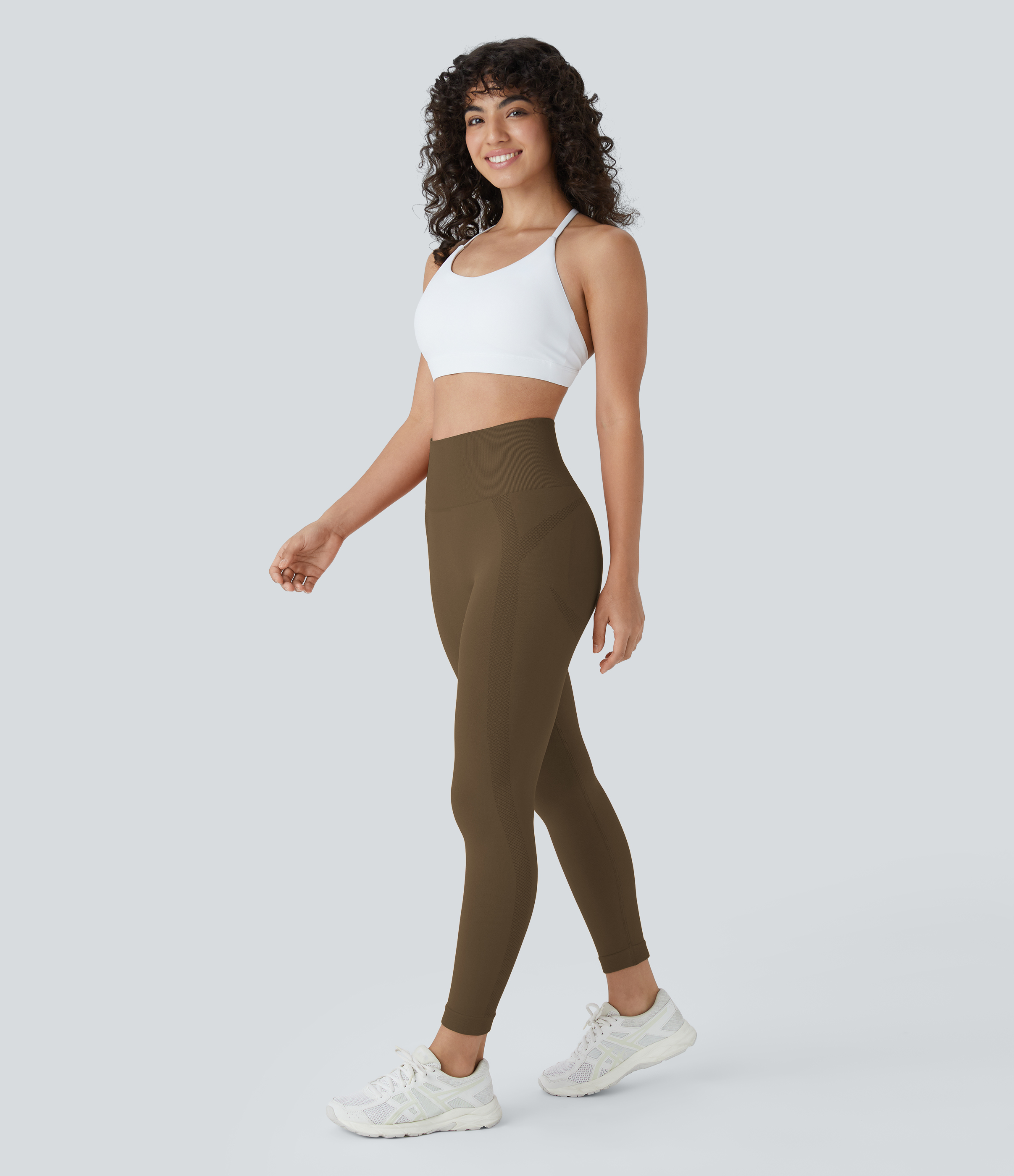 Halara Seamless Flow High Waisted Ruched 7/8 Yoga Leggings  - Dawn Brown - S(7/8) gym leggings leggings with pockets leggings with butt lift 