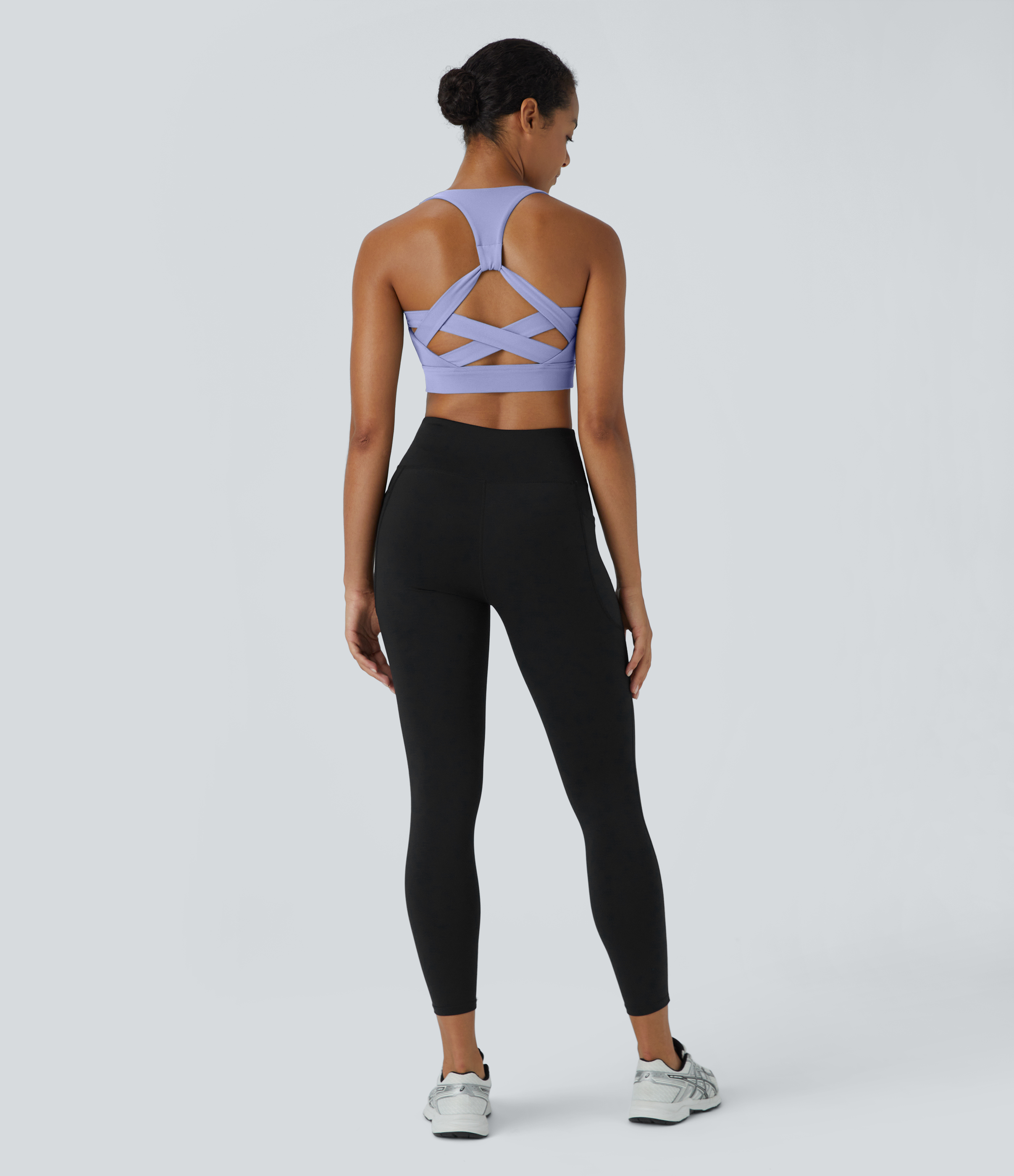 Halara Low Support Backless Racerback Crisscross Yoga Sports Bra  - Baby Lavender - S push up bra strapless bra backless bra sticky bra 