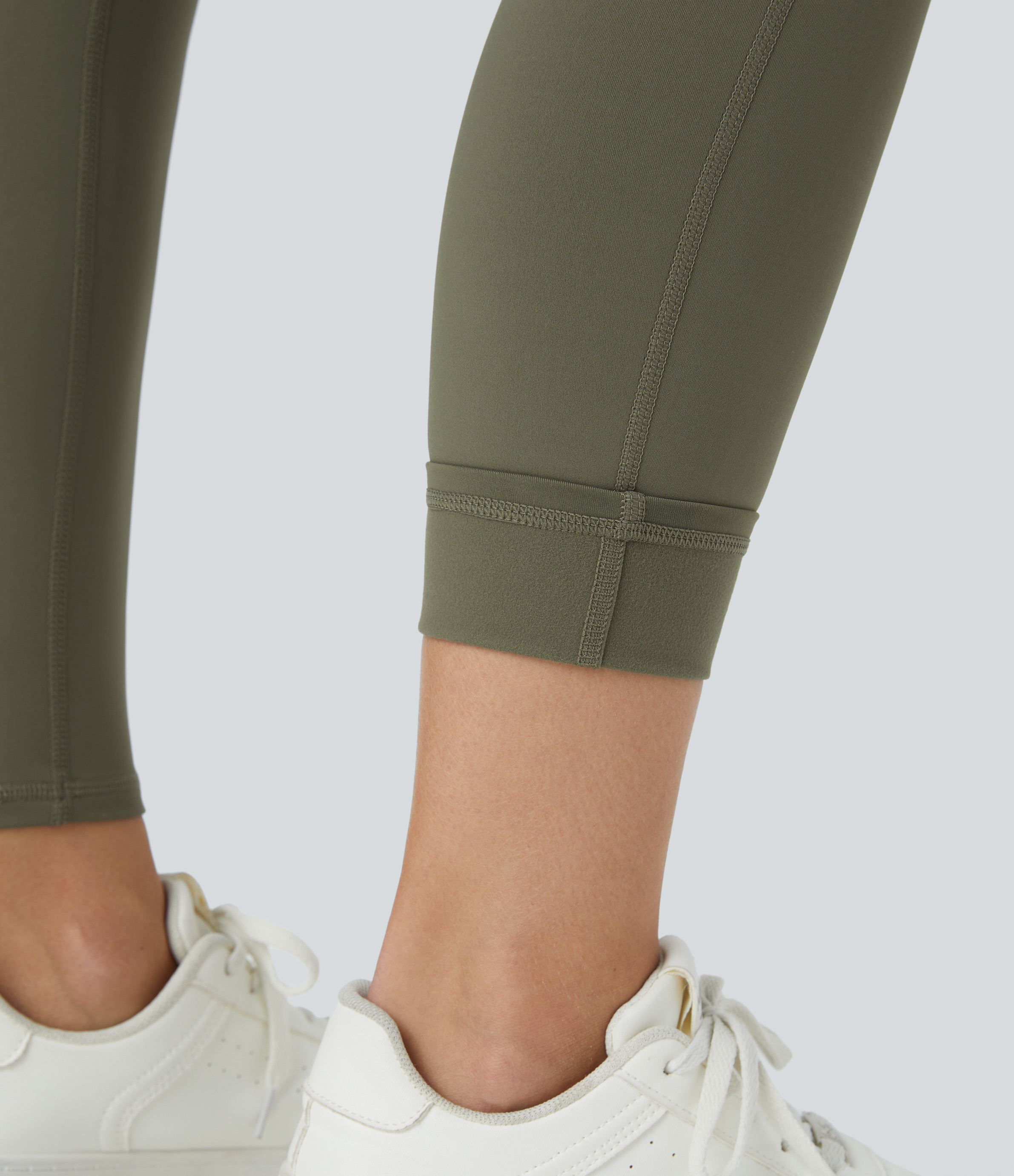 Halara Softlyzeroв„ў Fleece High Waisted Cargo Pocket Skinny 7/8 Yoga Leggings  - Grass Grey Green - XL(7/8) gym leggings leggings with pockets 