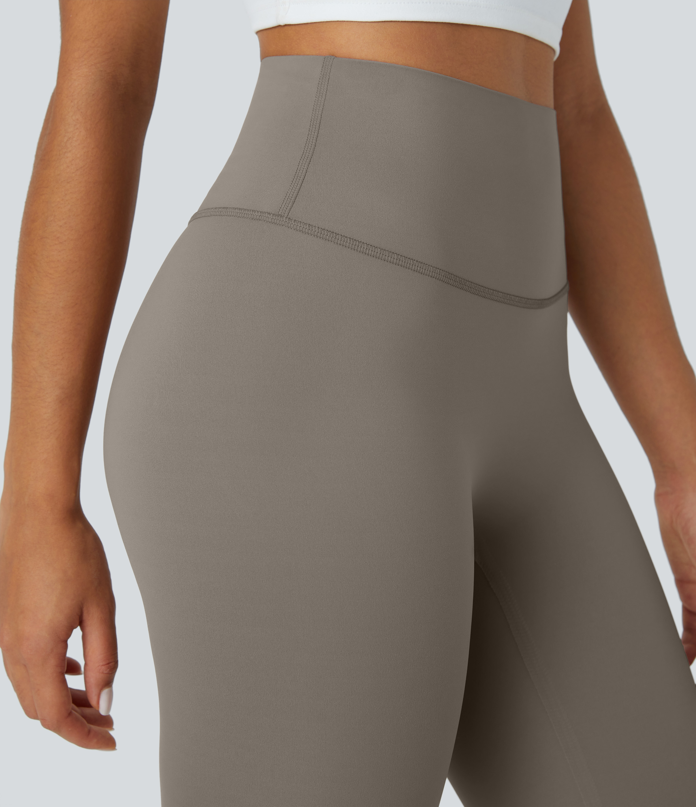 Halara High Waisted Back Waistband Pocket 7/8 Yoga Leggings  - Brindle - XS gym leggings leggings with pockets leggings with butt lift 
