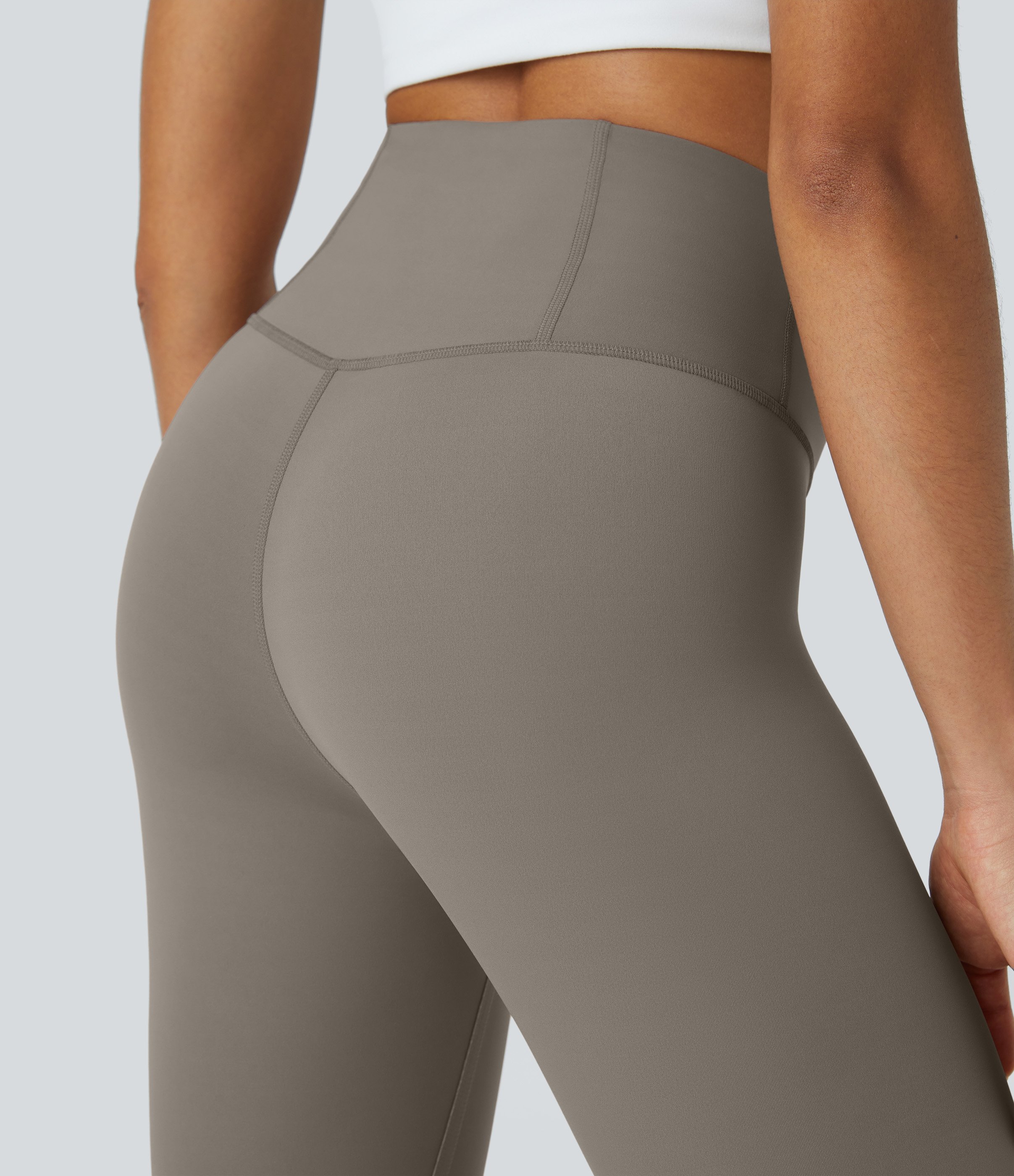 Halara High Waisted Back Waistband Pocket 7/8 Yoga Leggings  - Brindle - XS gym leggings leggings with pockets leggings with butt lift 
