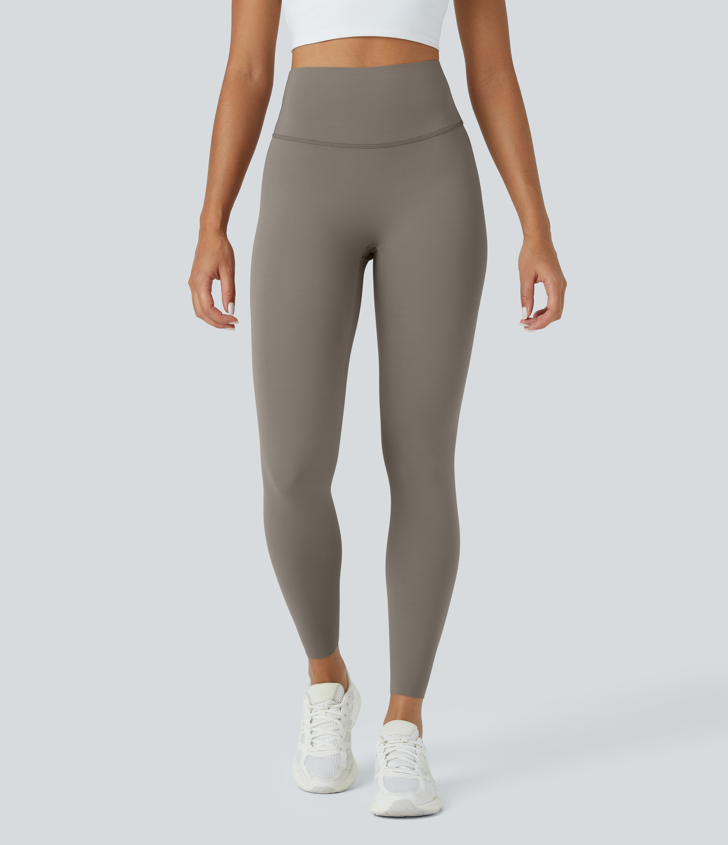 Halara High Waisted Back Waistband Pocket 7/8 Yoga Leggings  - Brindle - XS gym leggings leggings with pockets leggings with butt lift 