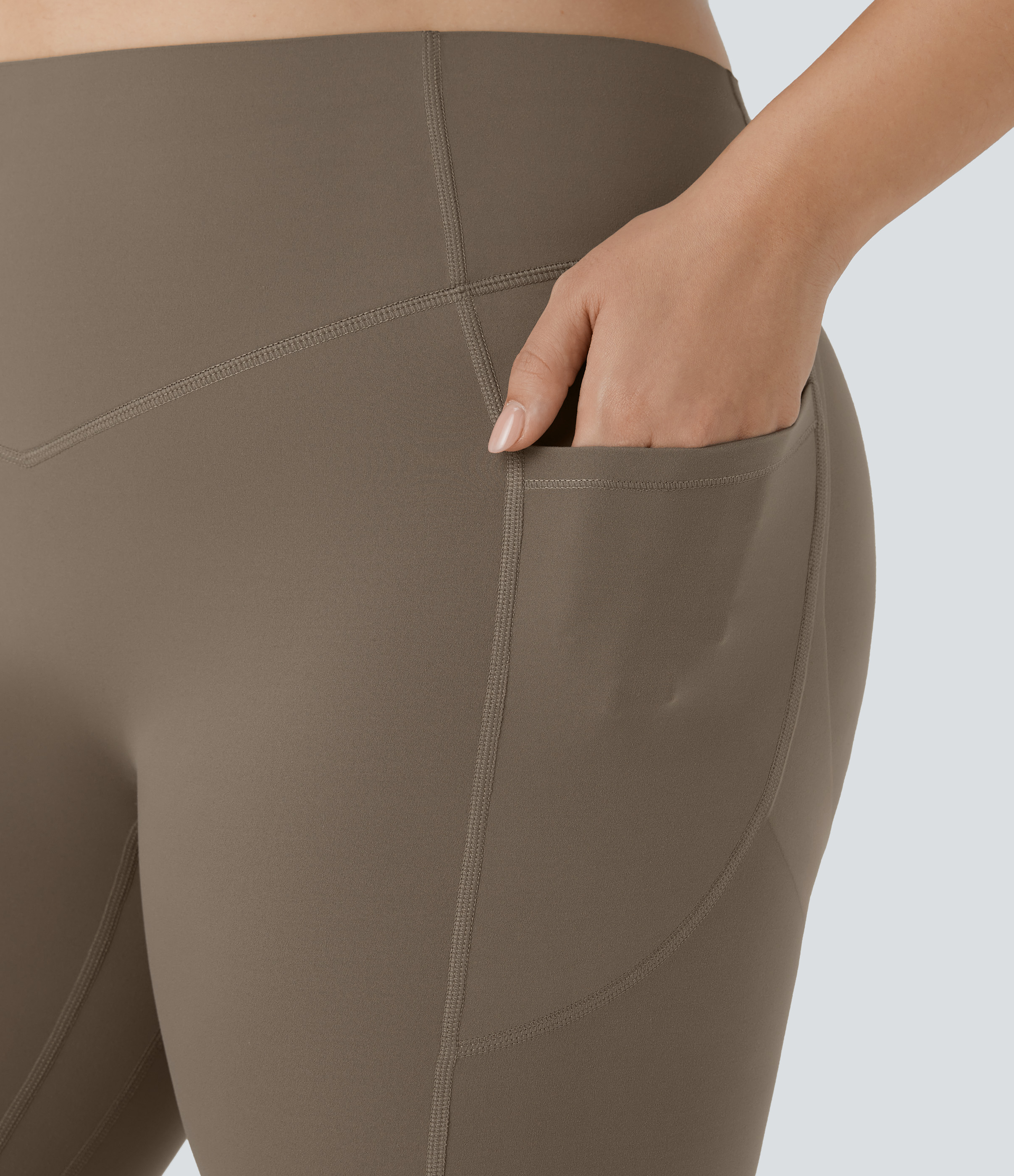 Halara SoCinched High Waisted Butt Lifting Tummy Control Side Pocket Shaping Training UltraSculpt Plus Size Leggings  - Dawn Brown - 2X(7/8) 