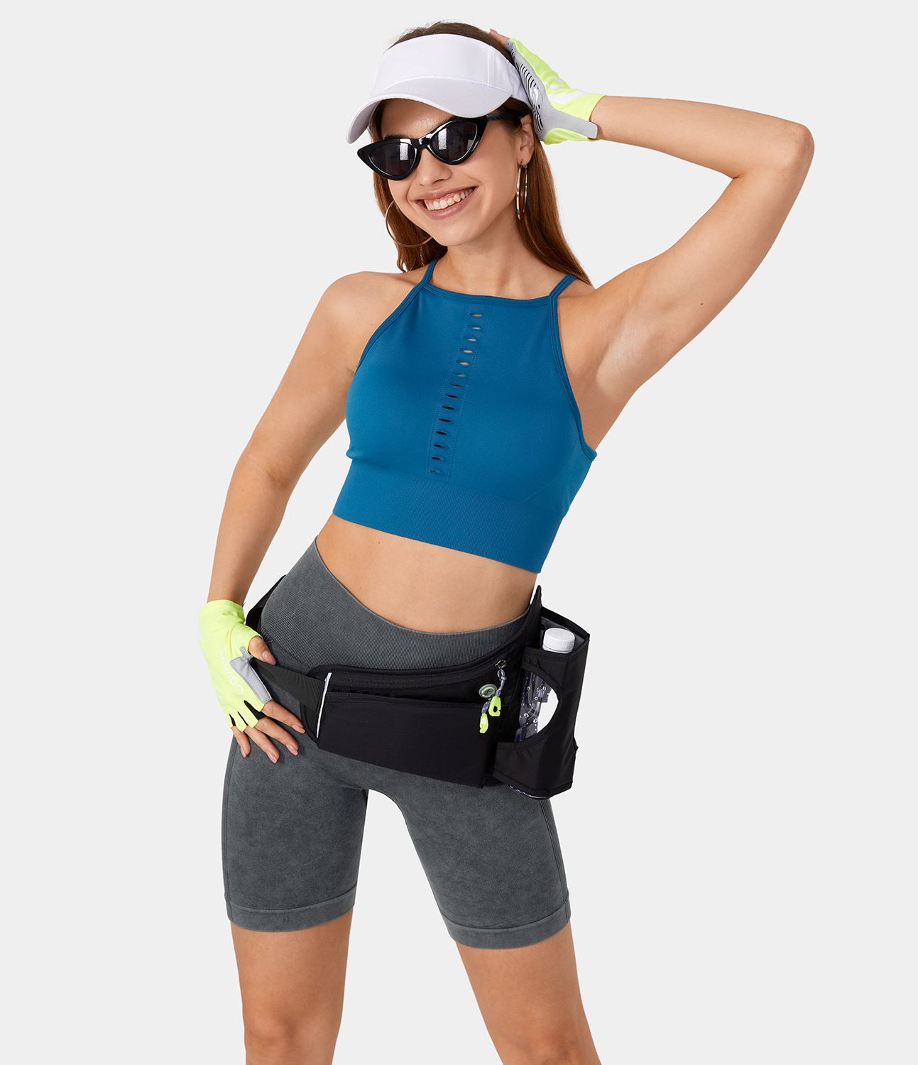 Halara Seamless Flow High Waisted Ruched Workout Biker Shorts 6