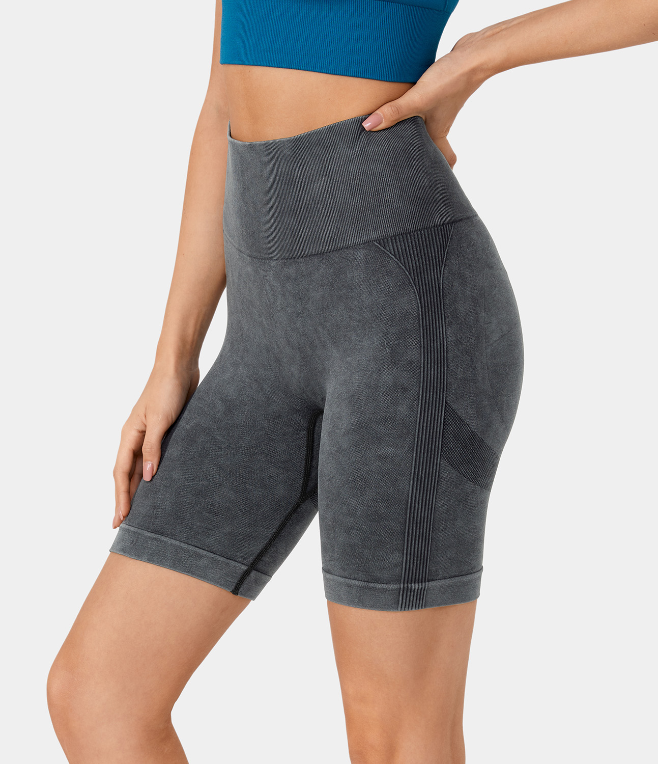 Halara Seamless Flow High Waisted Ruched Workout Biker Shorts 6