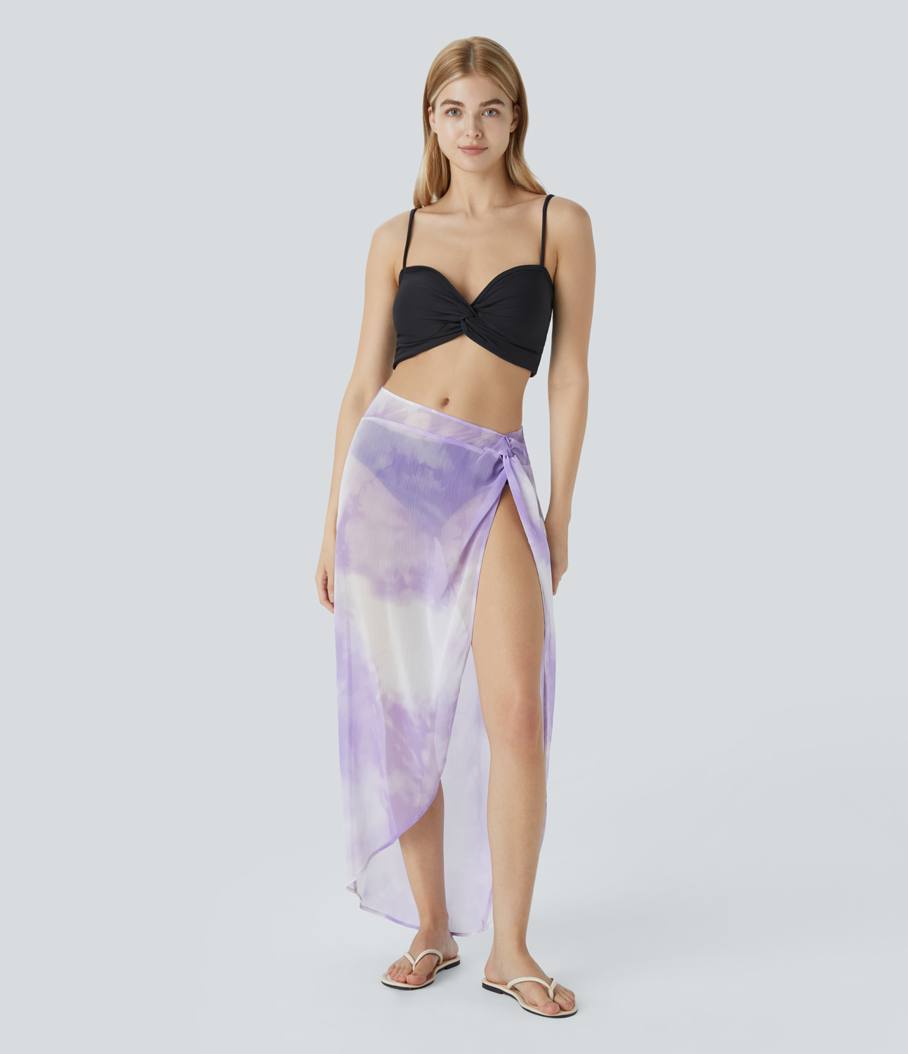 Halara Twisted Tie Dye Flowy Maxi Resort Cover Up Skirt  - Purple Mesh Tie Dye - S(regular) 
