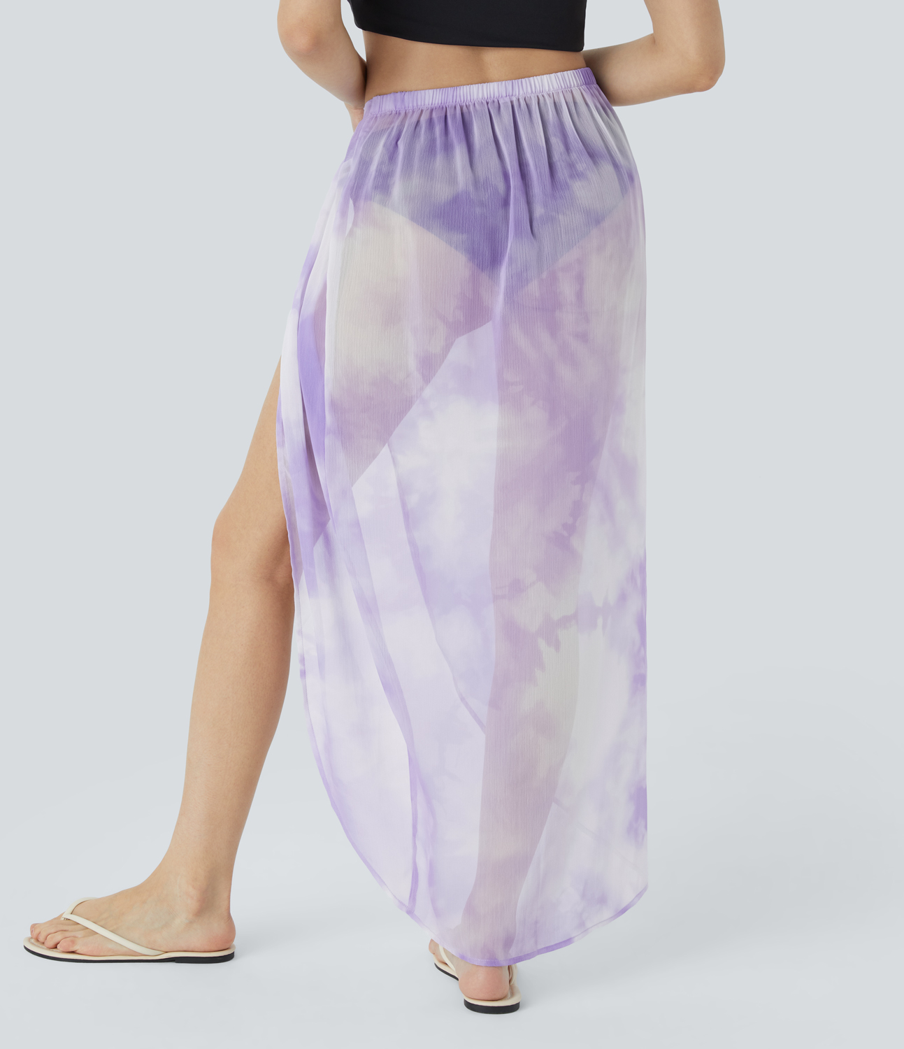 Halara Twisted Tie Dye Flowy Maxi Resort Cover Up Skirt  - Purple Mesh Tie Dye - S(regular) 