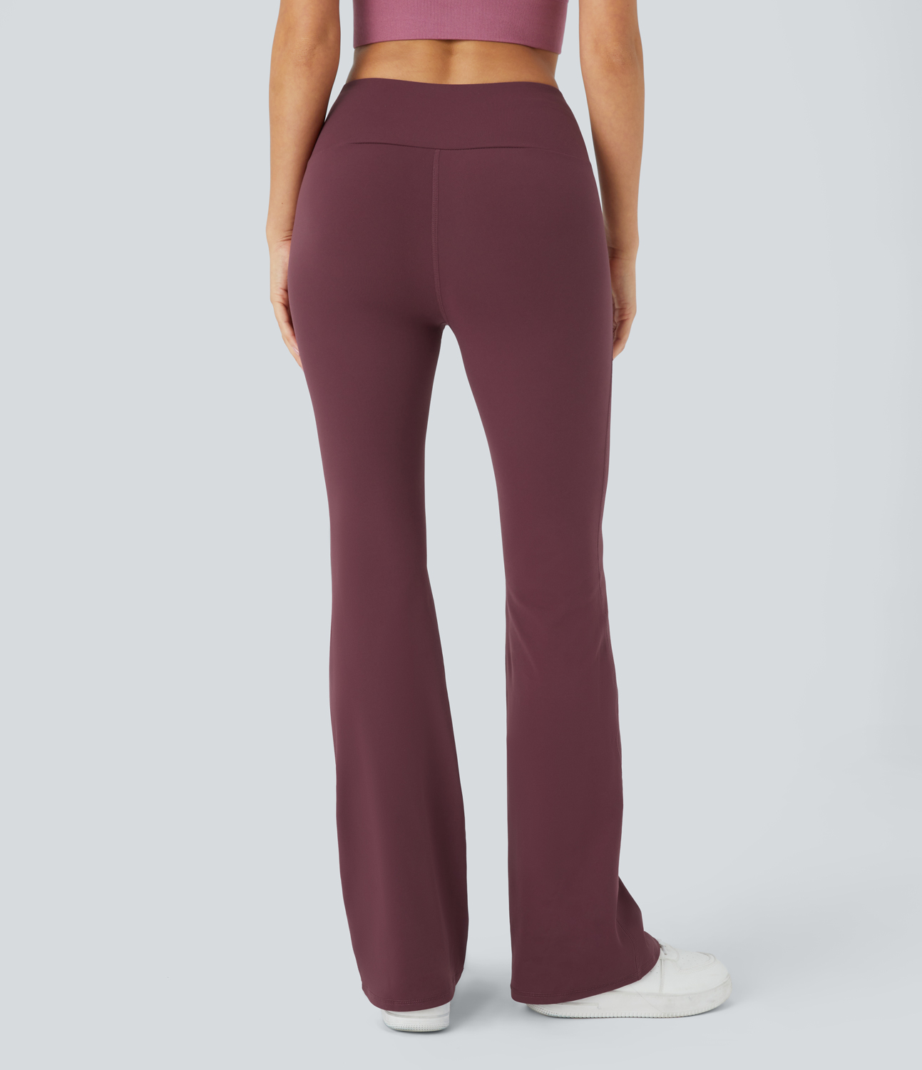 Halara In My Feels Cloudfulв„ў Fabric High Waisted Drawstring Deep Pocket Flare Leggings  - Red Mahogany - XS gym leggings 