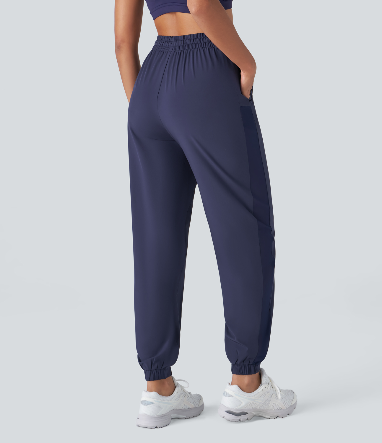 Halara Breezefulв„ў High Waisted Drawstring Side Pocket Contrast Mesh Quick Dry Workout Joggers  - Patriot Blue - M(regular) 