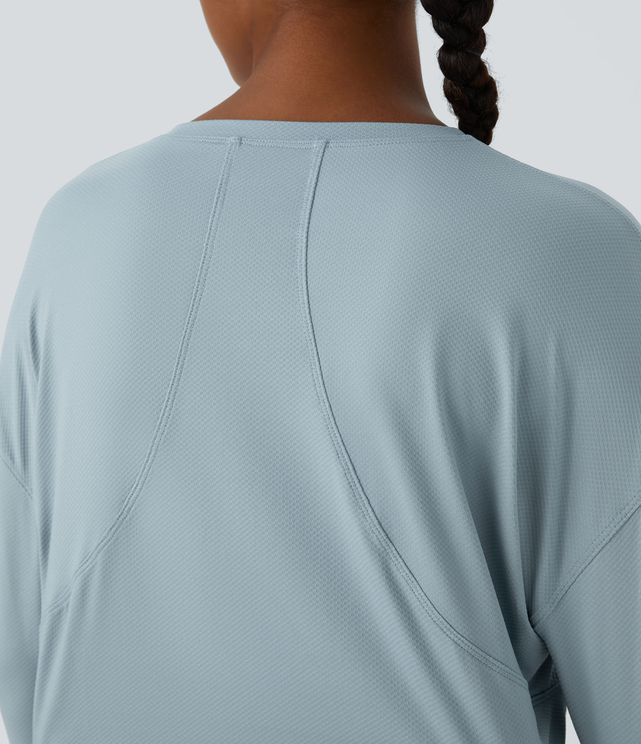 Halara Dropped Shoulder Long Sleeve Cropped Sports Top  - Baby Blue - L 