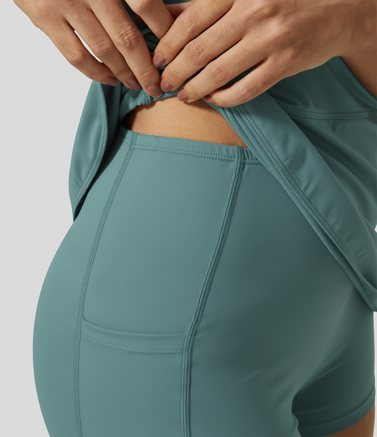 

Halara Softlyzeroв„ў Airy Backless 2-Piece Side Pocket Cool Touch Mini Pickleball Active Dress-UPF50+ Workout Dress - Rock Cyan Blue