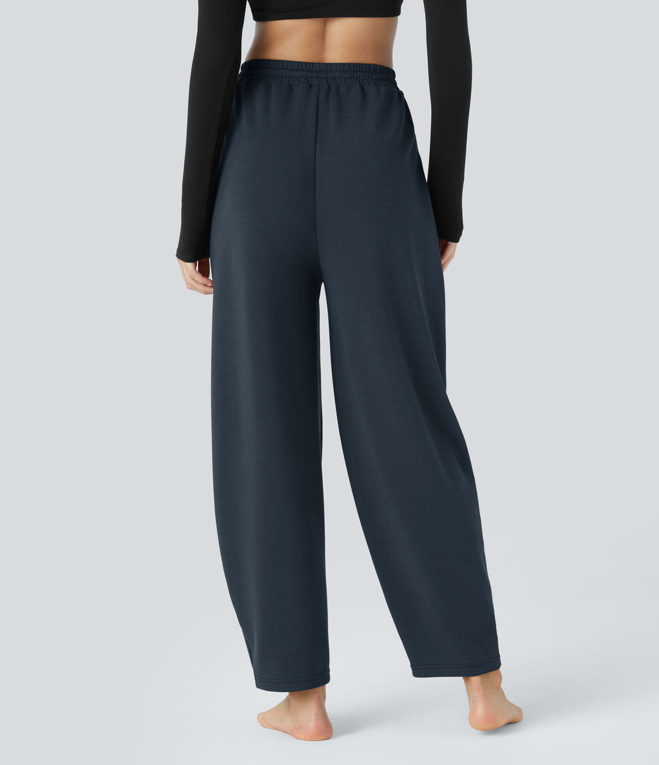 Halara High Waisted Adjustable Drawcord Side Pocket Barrel Leg Pilates Joggers  - Blue Nights - M(regular) 