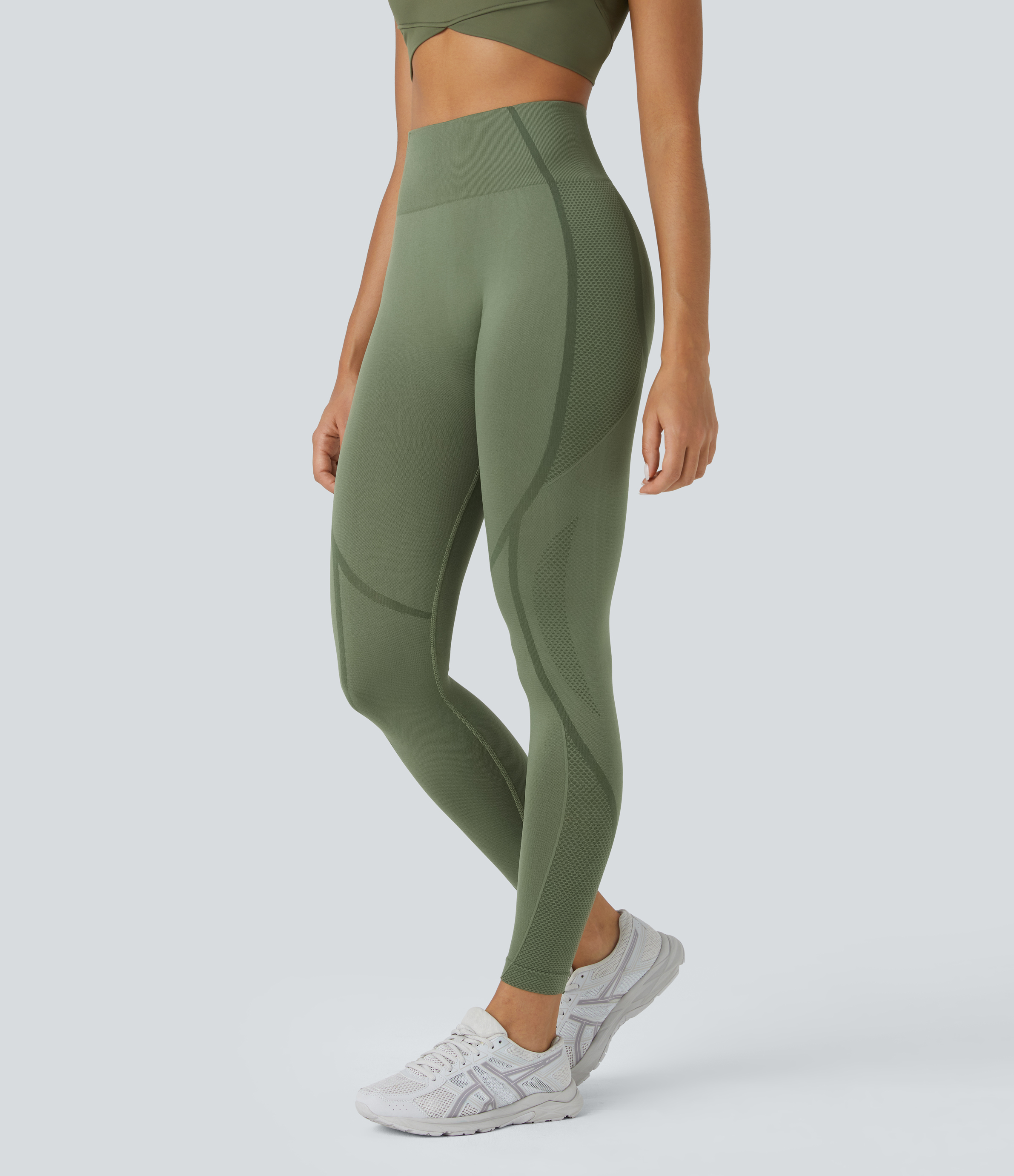 Halara Seamless Flow High Waisted Butt Lifting Yoga Leggings  - Moss Green - S(7/8) gym leggings leggings with pockets 