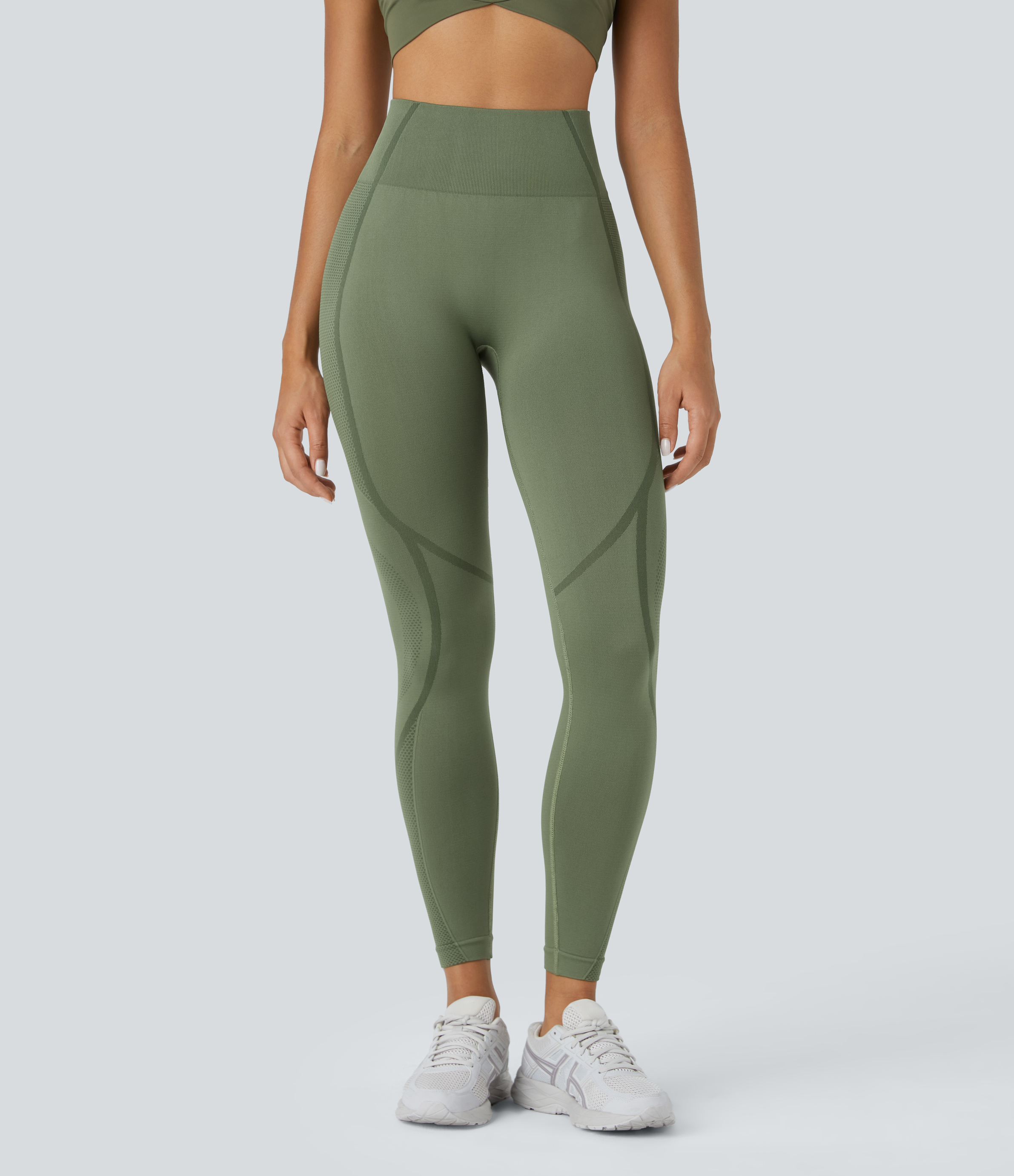 Halara Seamless Flow High Waisted Butt Lifting Yoga Leggings  - Moss Green - S(7/8) gym leggings leggings with pockets 
