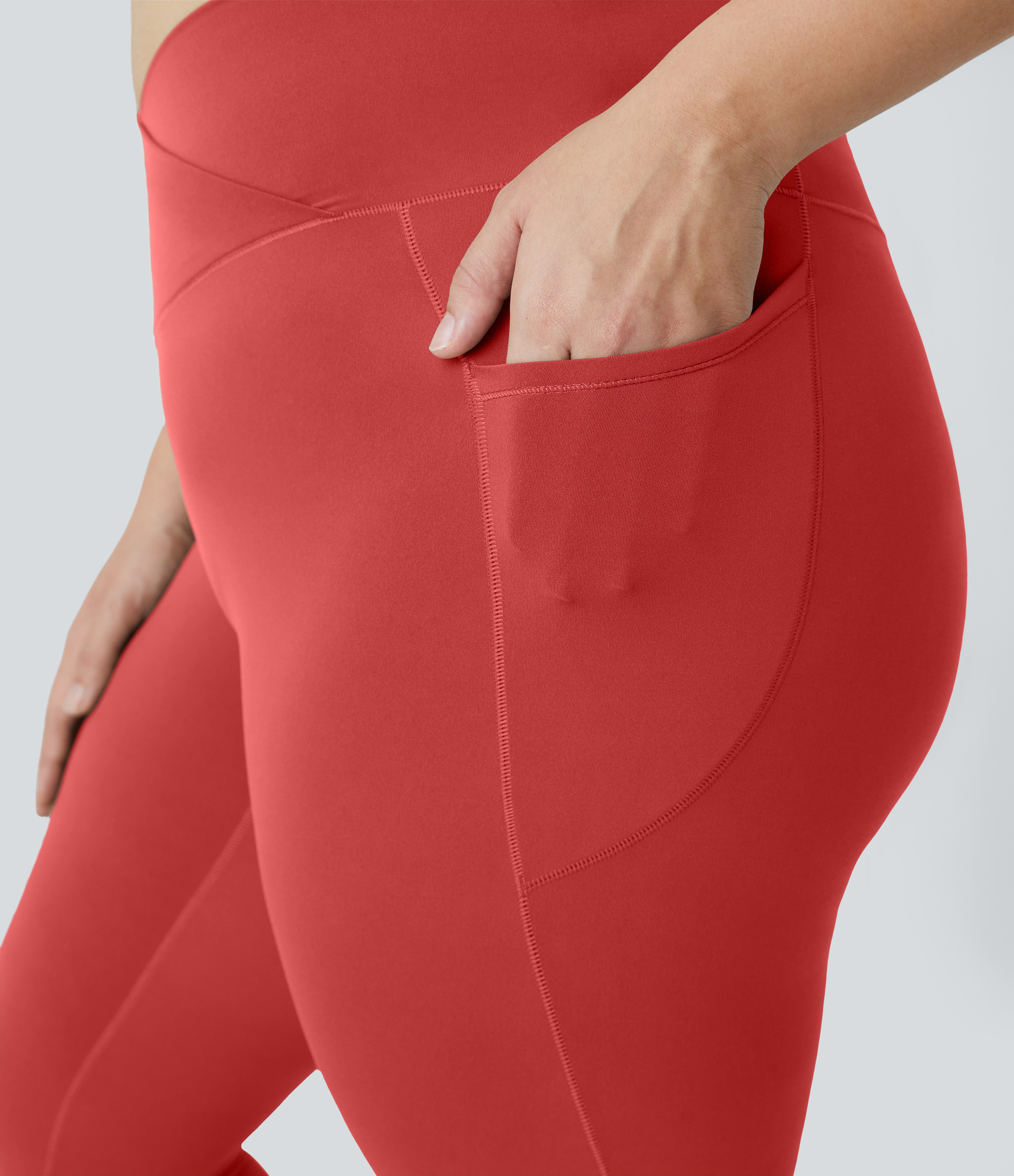 Halara Cloudfulв„ў Fabric 3.0 High Waisted Crossover Side Pocket Plain Plus Size Full Length Leggings  - Valiant Poppy - 3X 