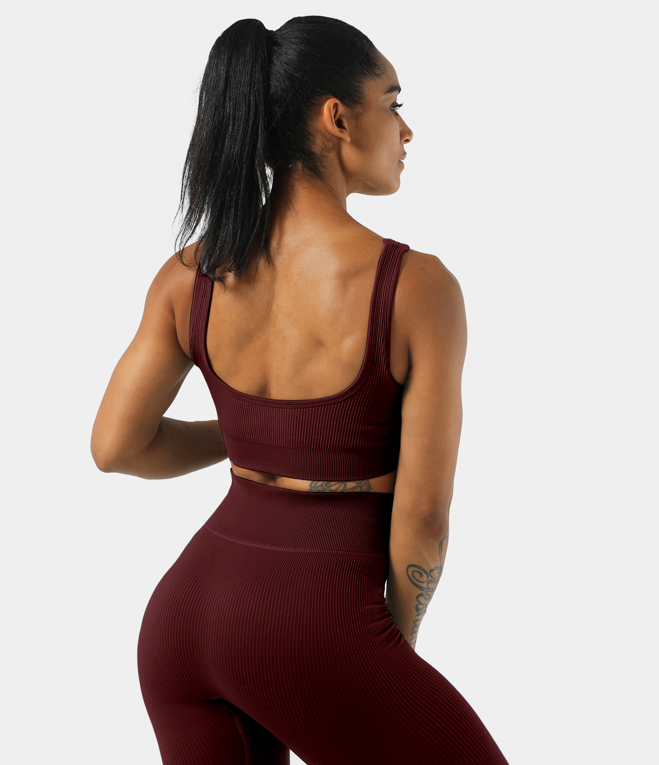 Women's Seamless Flow Ribbed Knit Medium Support Sports Bra & Cycling