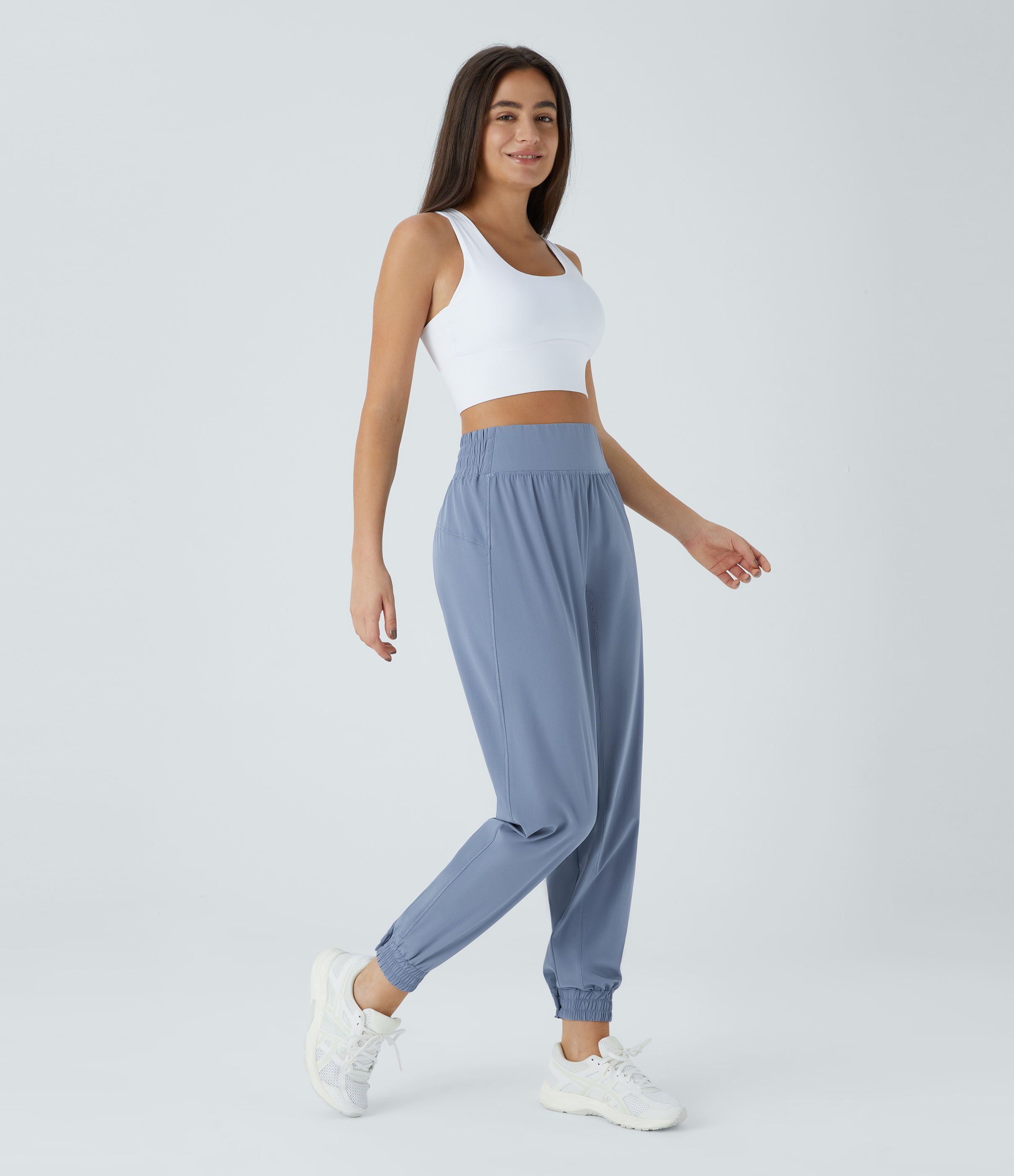 Halara High Waisted Elastic Waistband Casual Joggers  - Troposphere - M(petite) 