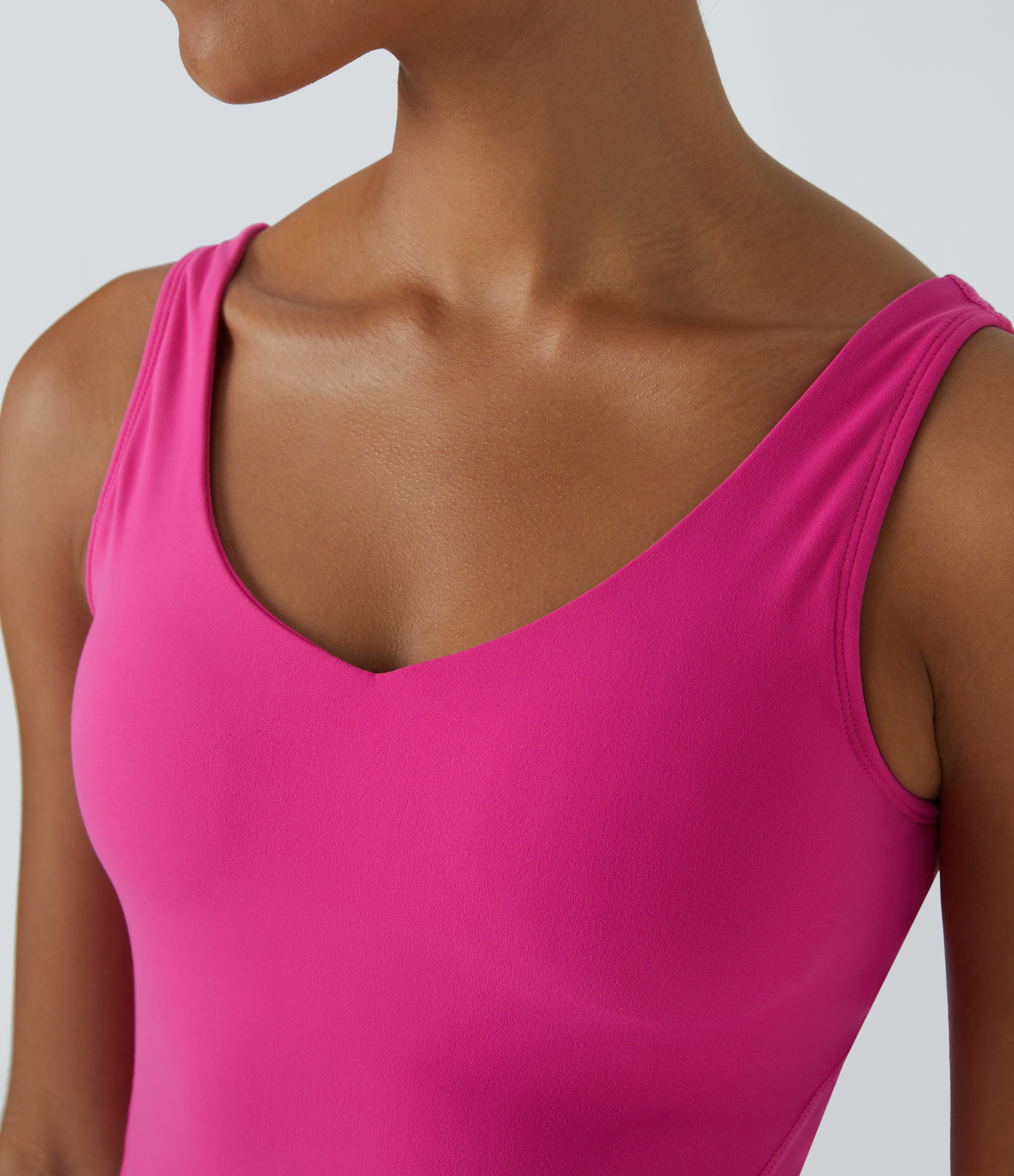 Halara Softlyzeroв„ў Plush Padded V Neck Plain Tank Top Tank Top - Fuchsia Purple - S golf tops halter top tunic tops sleeveless tops 